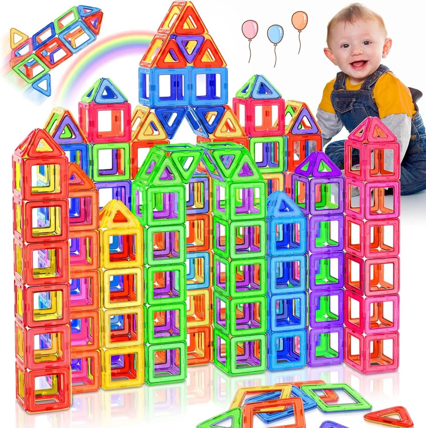 POPOLIC Magnetische Bausteine Set 40-teilig Magnetspielzeug Kinder