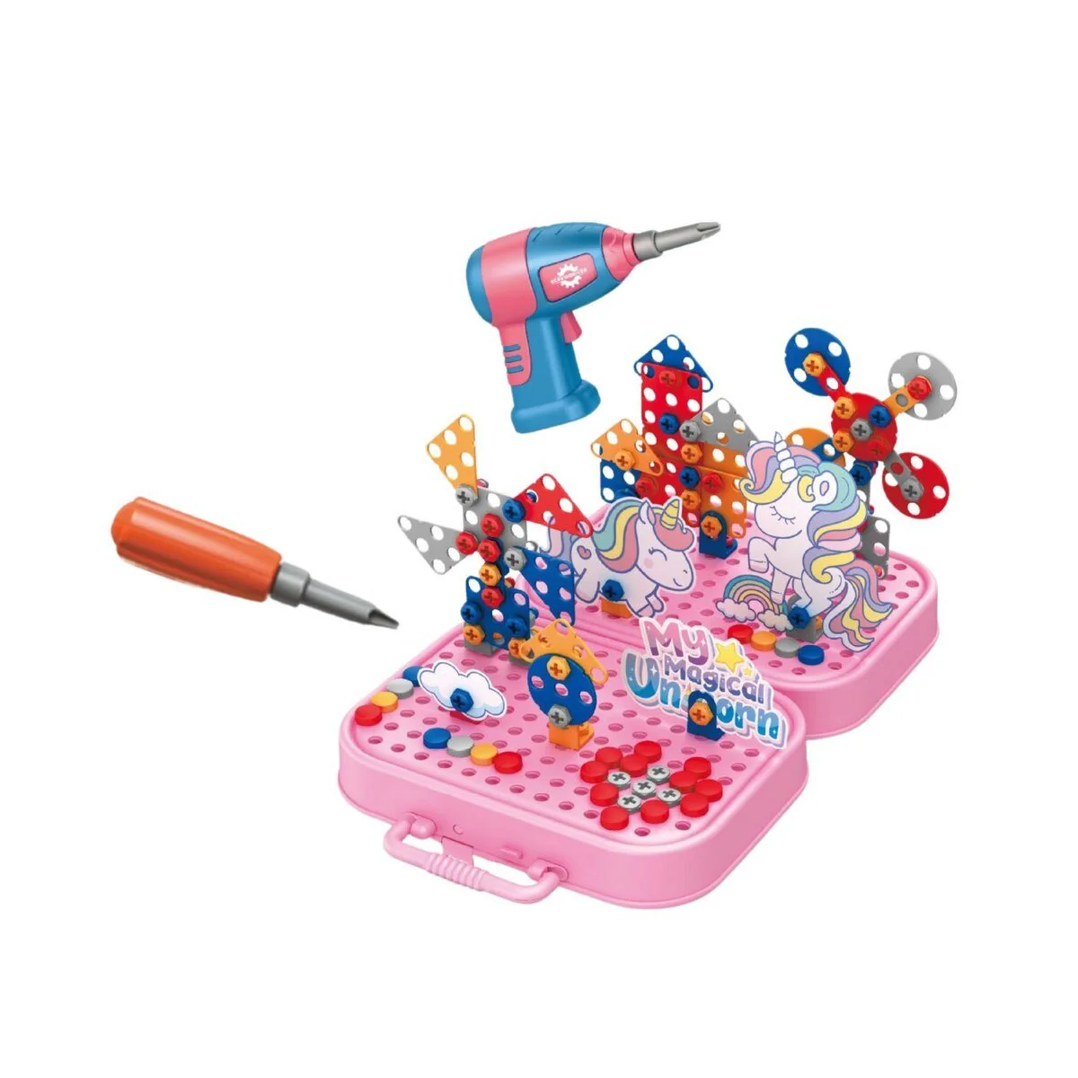 WISAM Einhorn Bausteine Set mit Bohrer DIY Spielzeug für Kinder