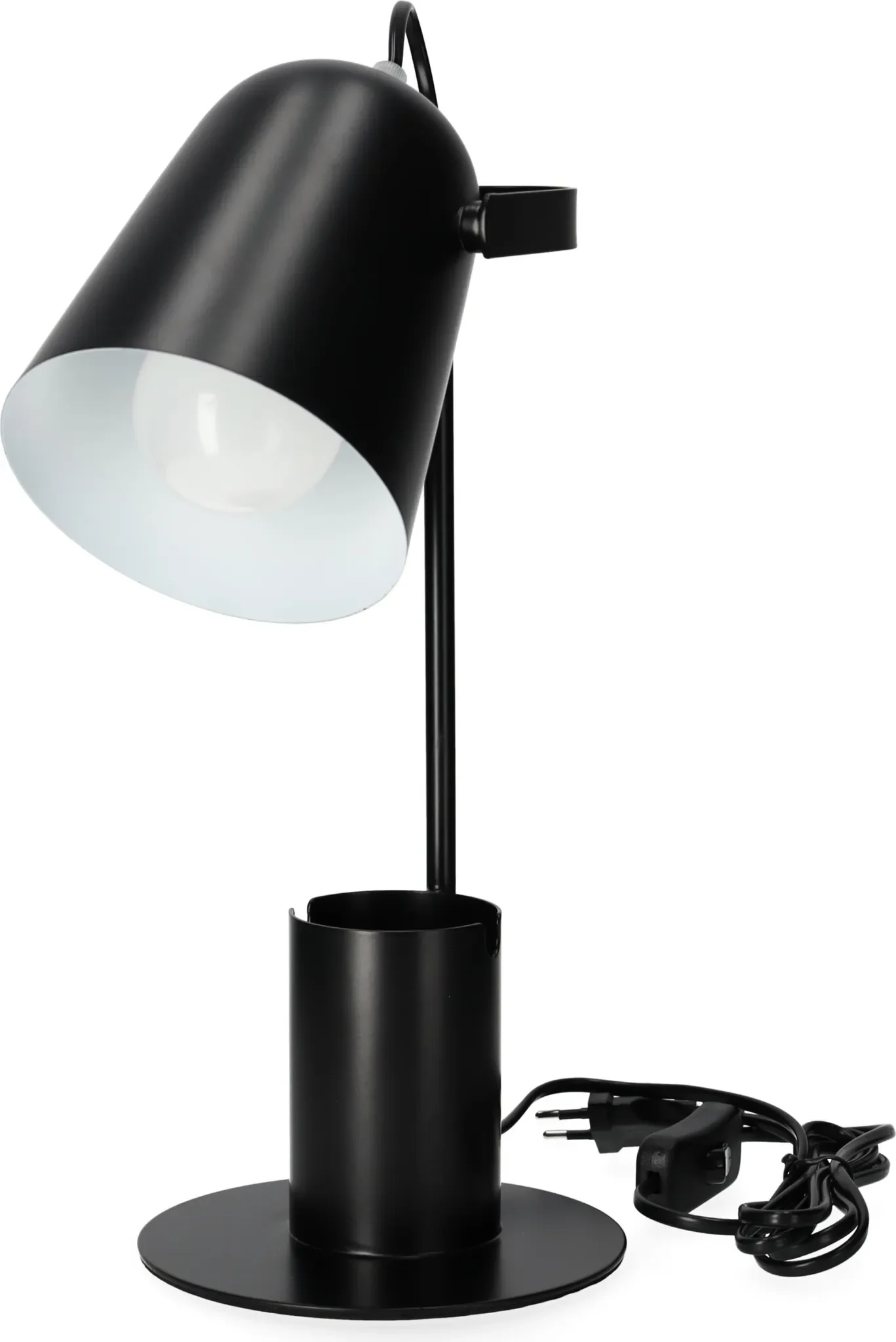 Tischleuchte ROLIG – Schwarz, mit beweglichem Schirm & Stifthalter