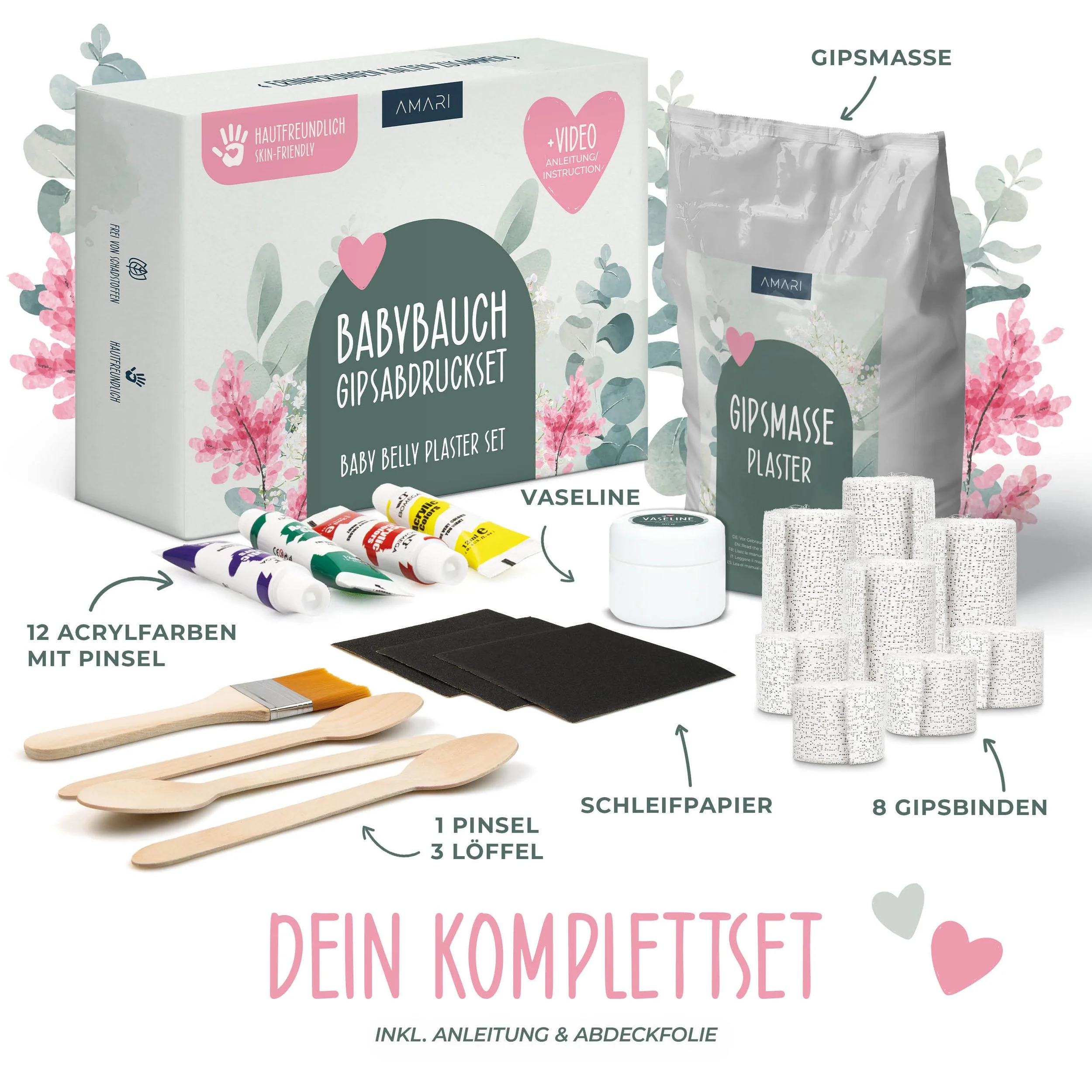AMARI Gipsabdruck Babybauch Set - Schwangerschaft Abdruckset