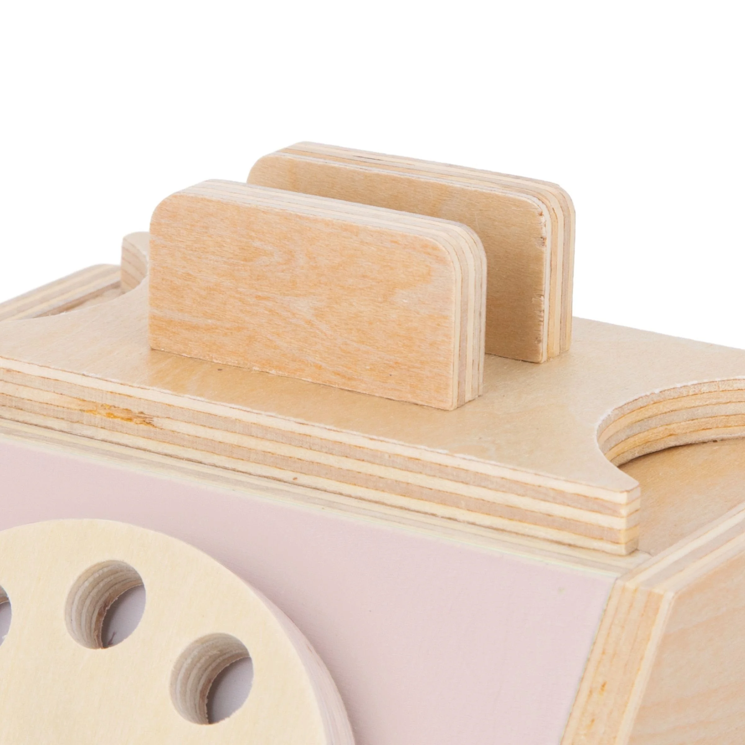 MAMABRUM Retro Holztelefon für Kinder mit Wählscheibe pastellrosa