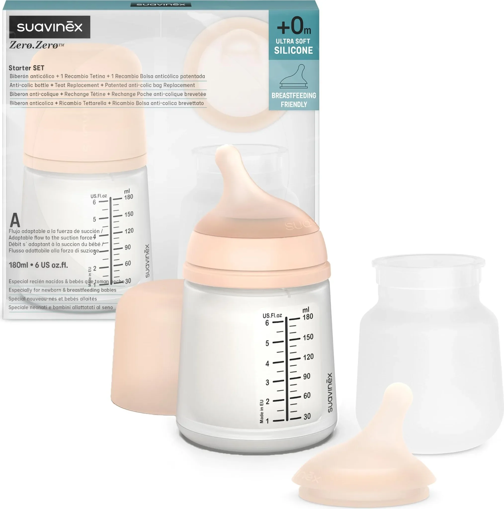 SUAVINEX Anti-Kolik Babyflaschenset Zero Zero 180 ml