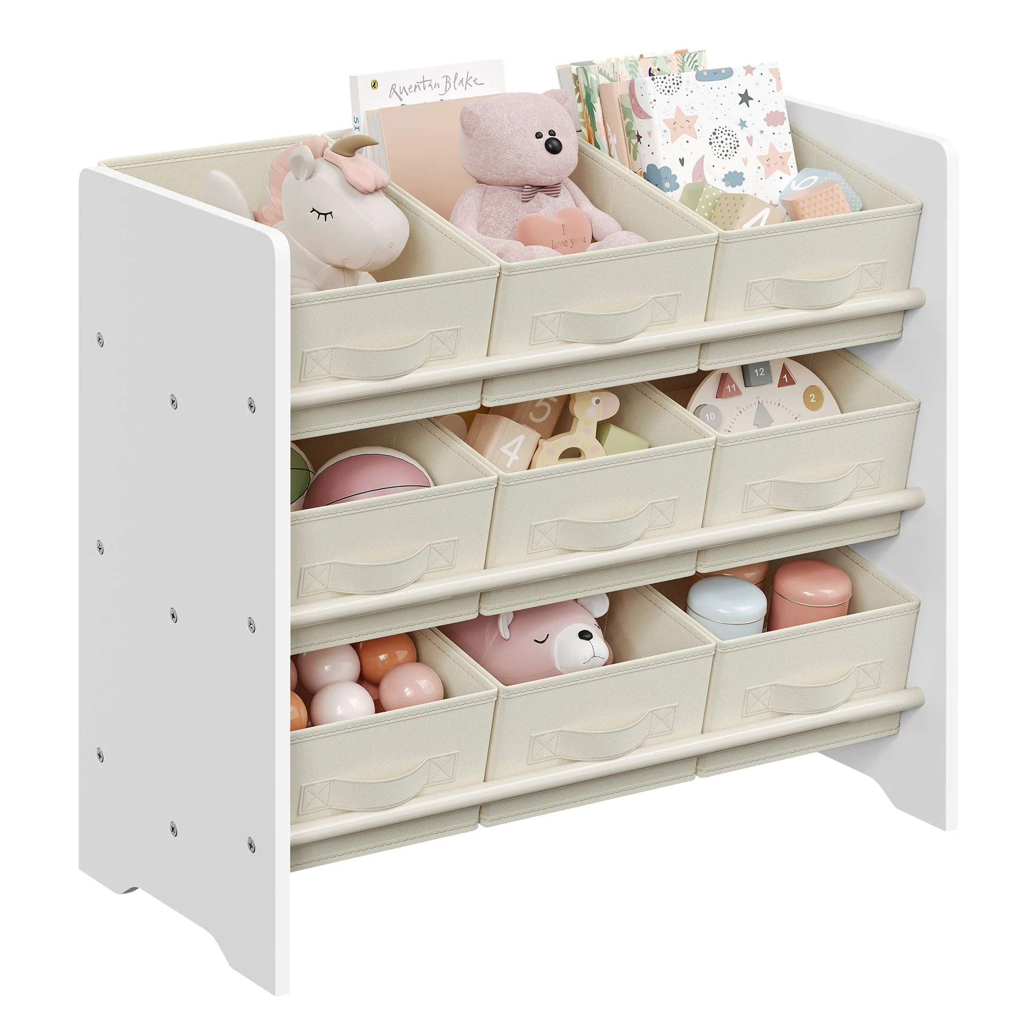 SONGMICS Spielzeugtruhe, Kinderregal und Bücherregal für Kinder
