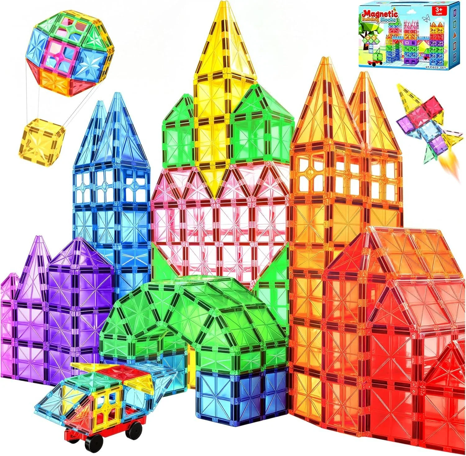POPOLIC Magnetische Bausteine hochwertiges Set für Kinder Magnetspiel