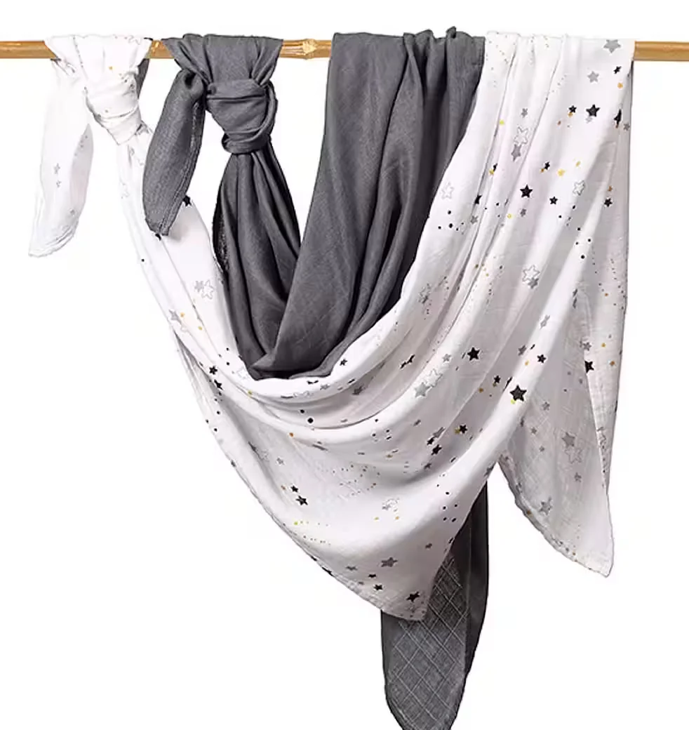 BabyOno Babydecke Bambus Musselin 2er Set 120x120 cm Puckdecke