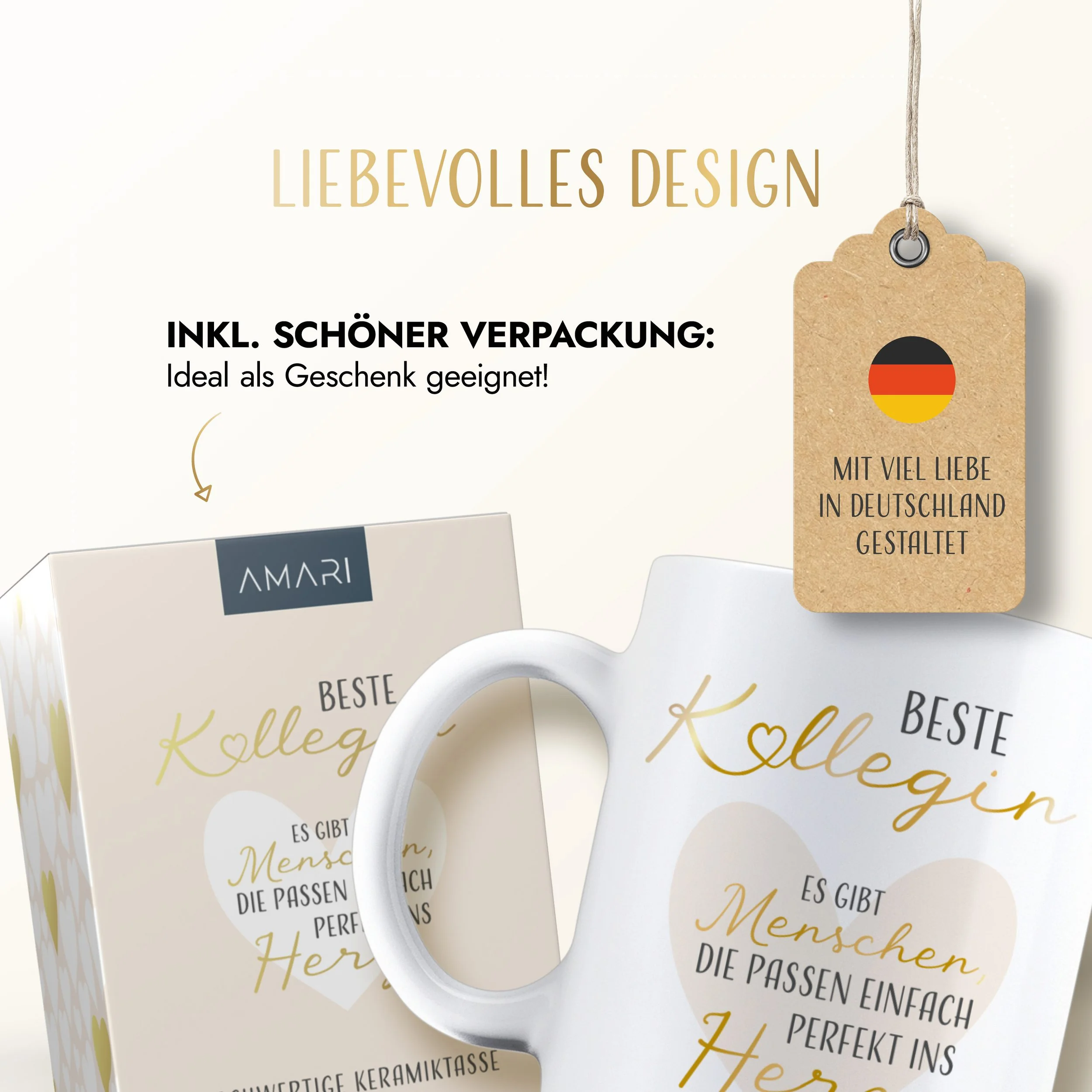 AMARI Tasse Kollegin Geschenk für Arbeitskollegin Kaffeetasse Büro