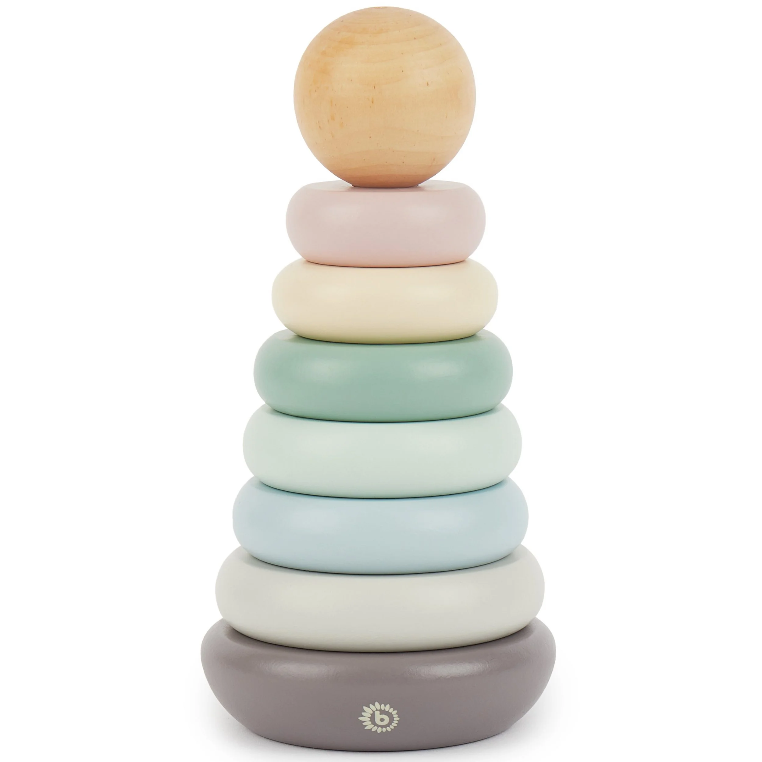 BIECO Stapelturm Holz 19 cm, Steckspiel 8 tlg, buntes Stapelspielzeug