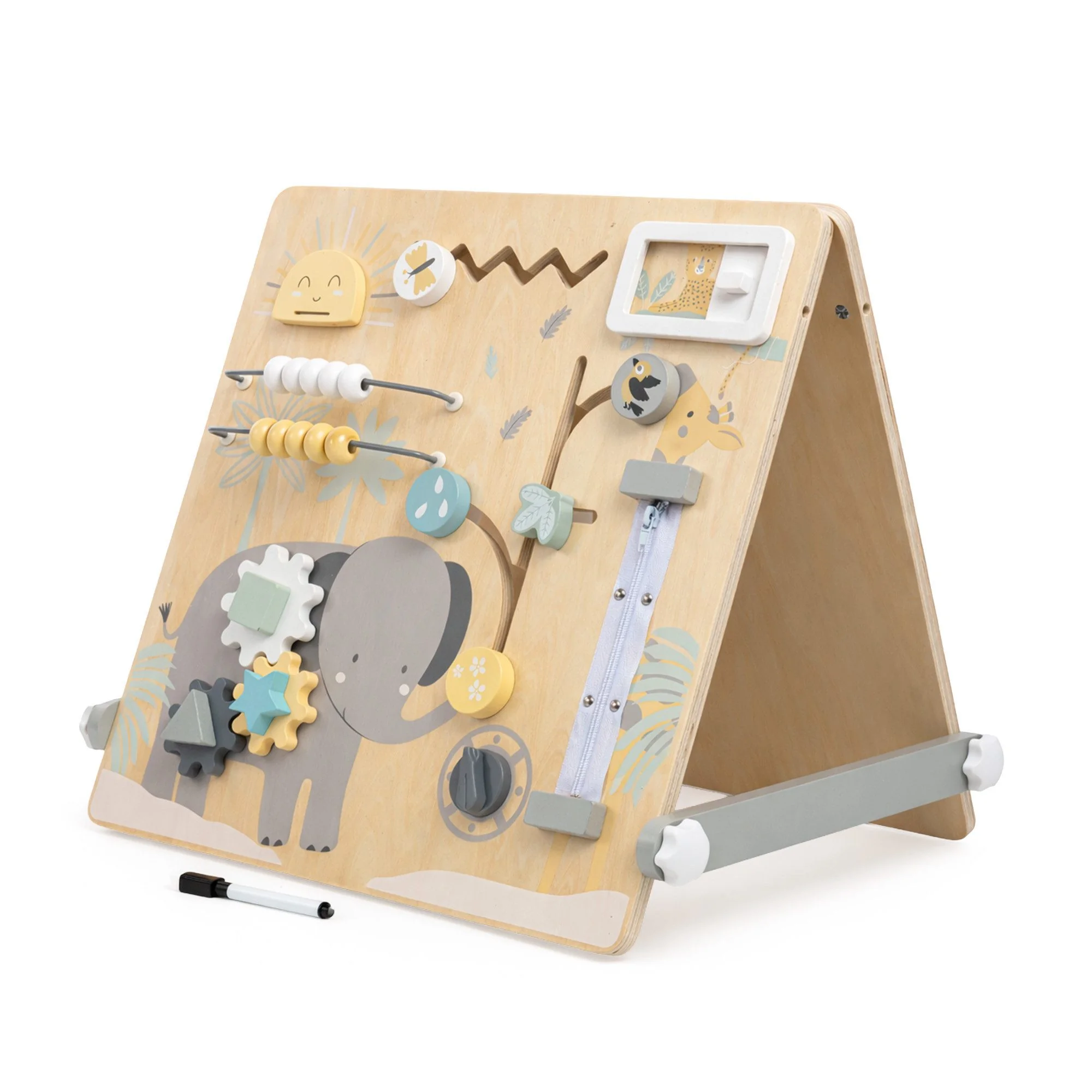 MAMABRUM Kinderstaffelei 2in1 Lernboard Magnettafel Busy Board Holz