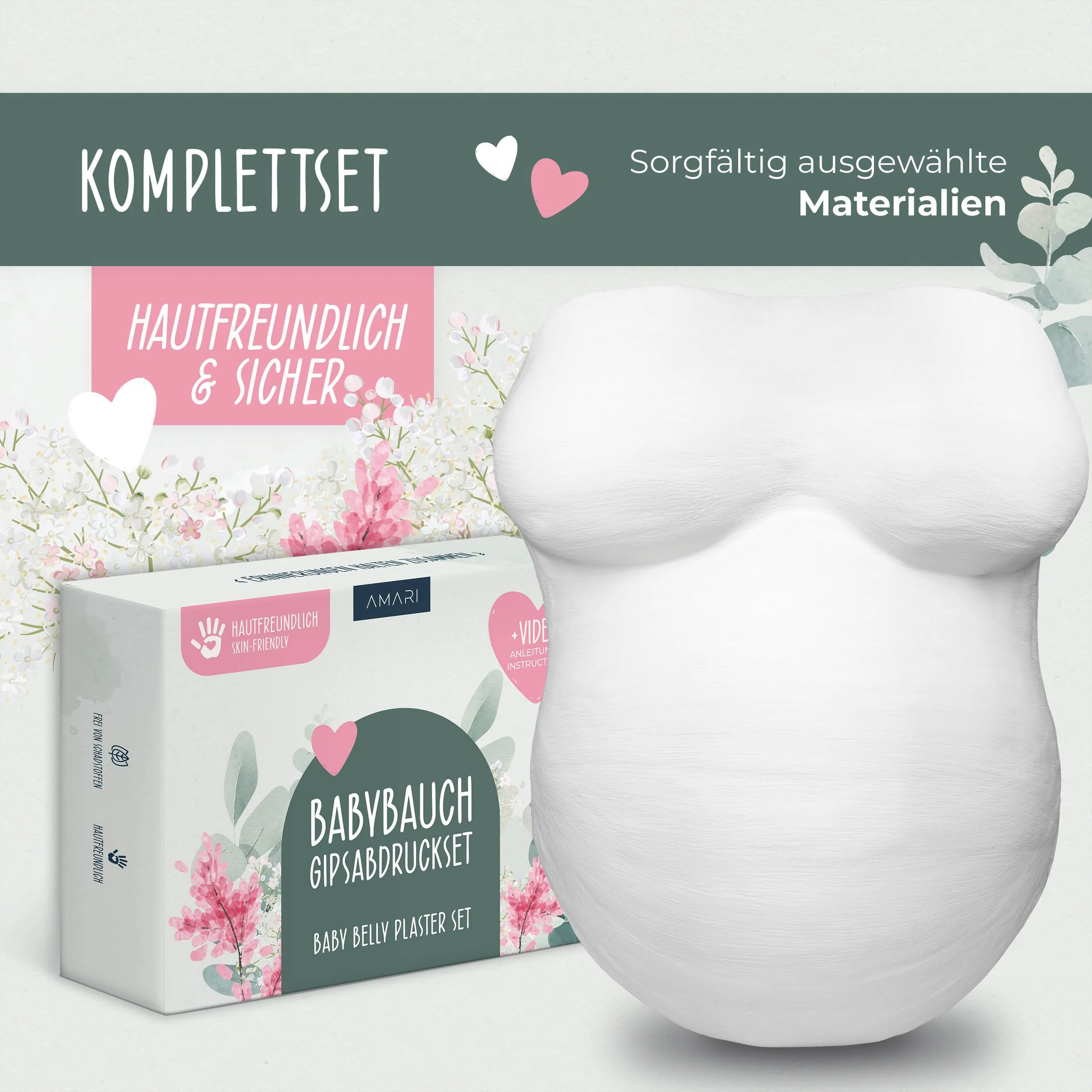 AMARI Gipsabdruck Babybauch Set - Schwangerschaft Abdruckset