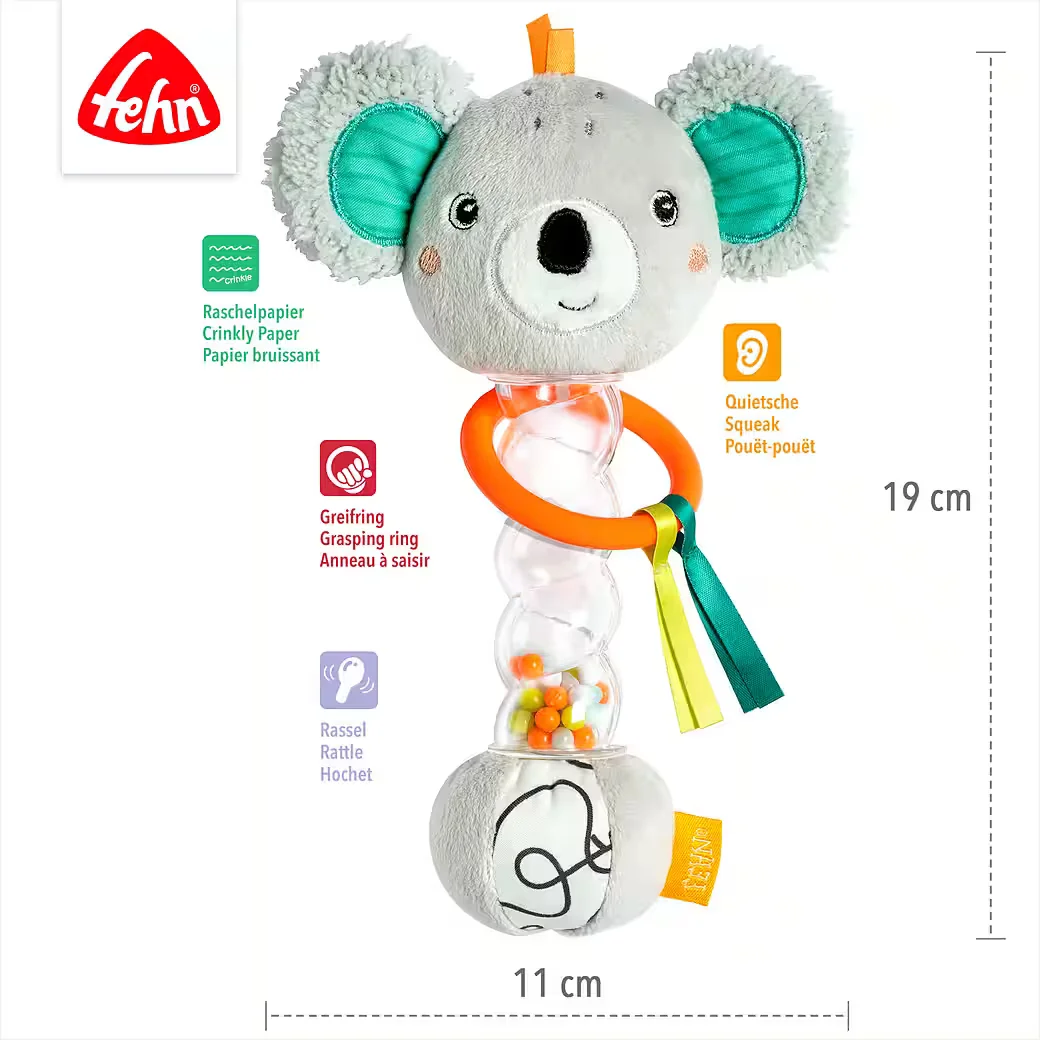 FEHN DoBabyDoo Baby Greifspielzeug Koala Rassel Regenmacher