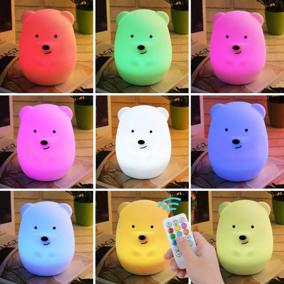 COFI 1453 LED Nachtlicht Kinder Bär mit Fernbedienung