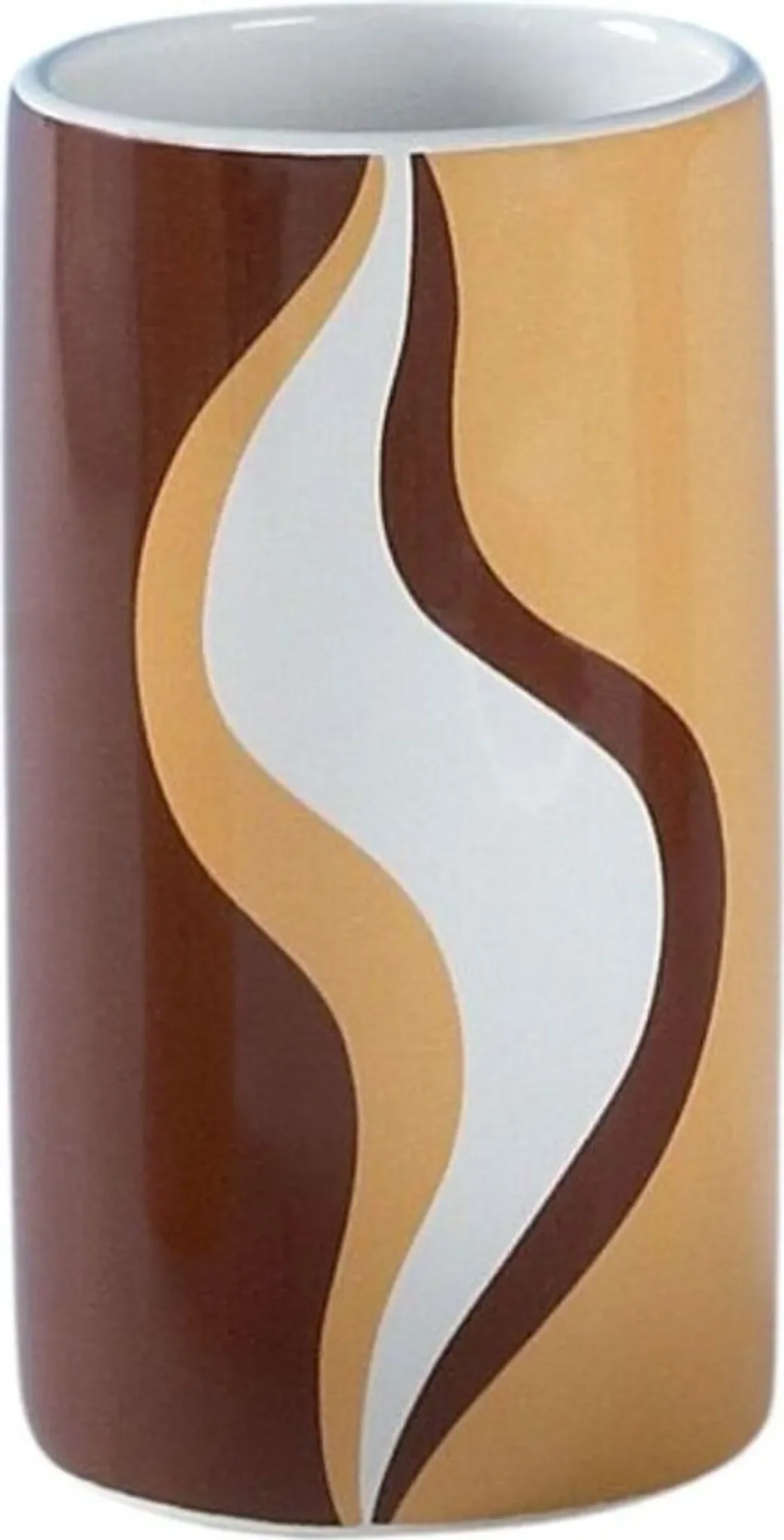 Zahnputzbecher Ø 7 cm – Keramik, Serie „Linda“, Mocca/Caramel