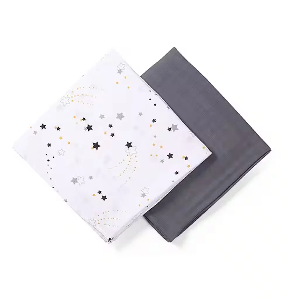 BabyOno Babydecke Bambus Musselin 2er Set 120x120 cm Puckdecke