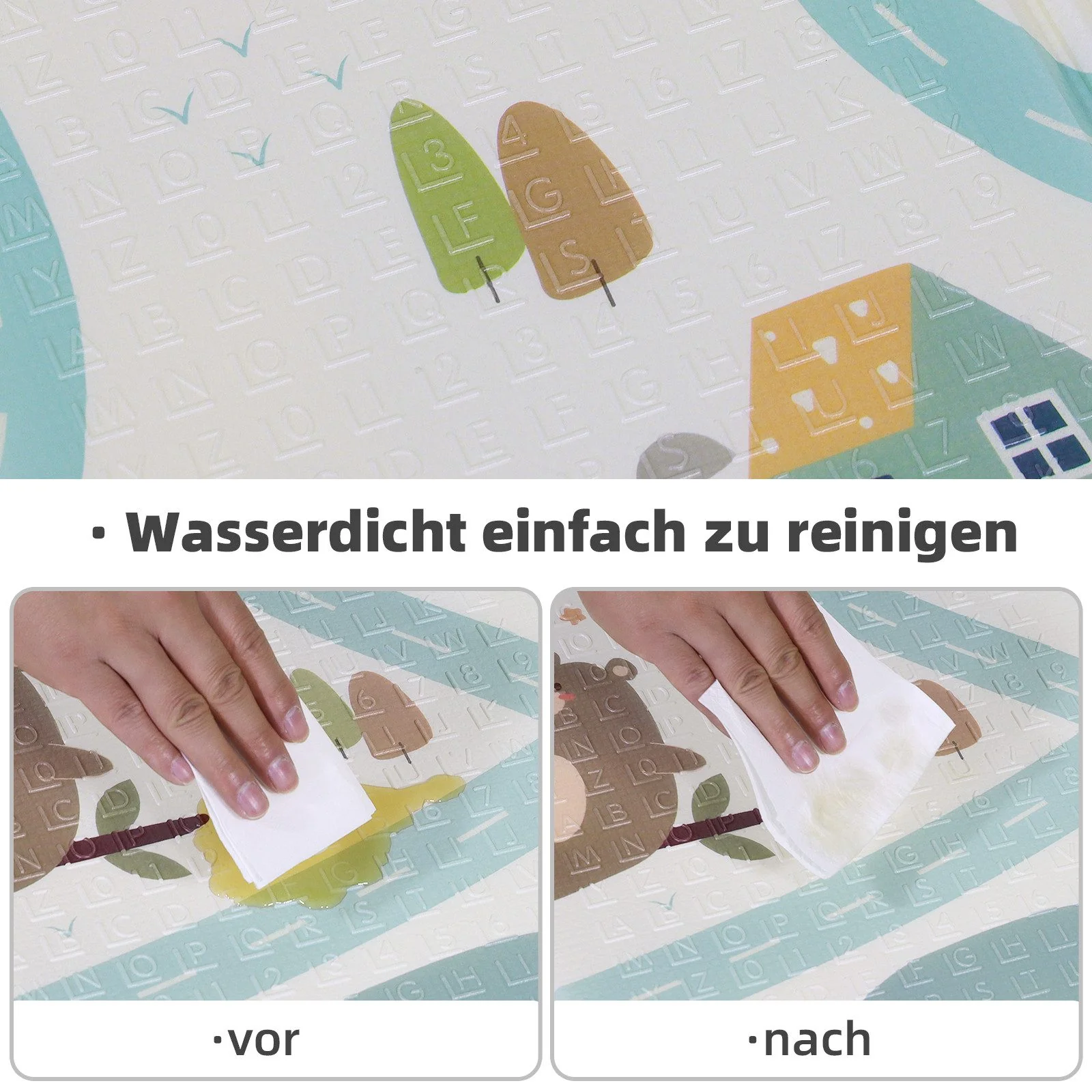 CCLIFE Spielmatte Krabbelmatte Babymatte faltbar und wasserdicht