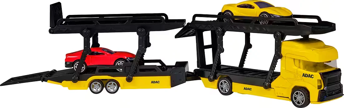 HAPPY PEOPLE ADAC Die Cast Spielzeugtransporter mit 2 Fahrzeugen