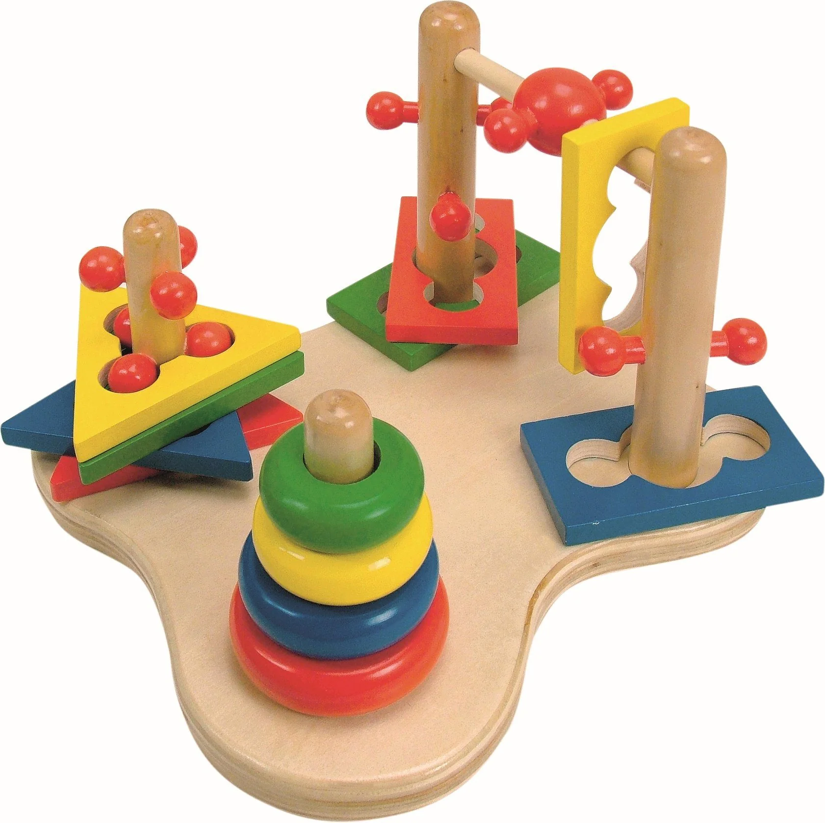 WOODYLAND Holz Steckspiel 3D Pyramide Lernspielzeug Motorik 12 teilig