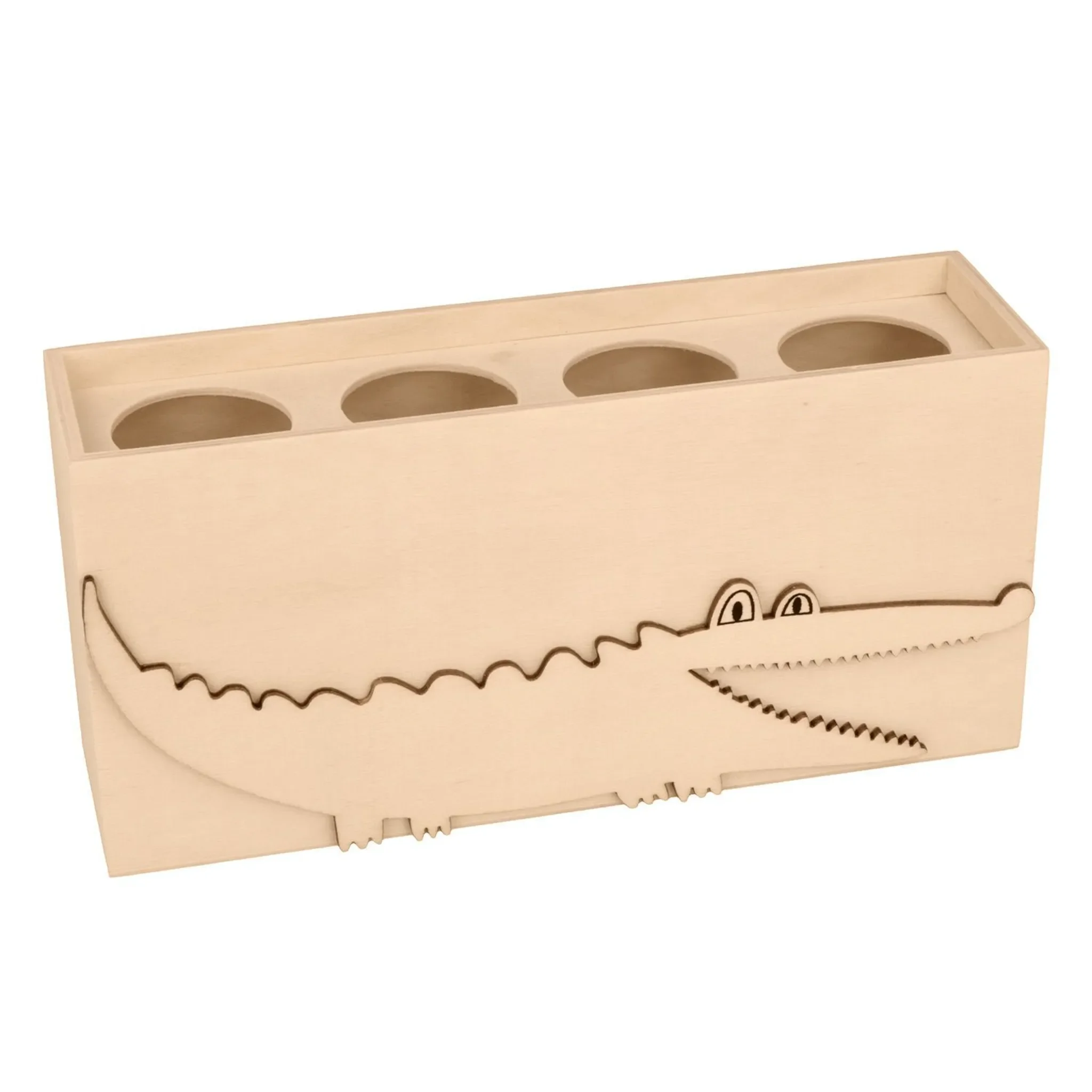 Bleistifttopf „Krokodil“ – Holz, rechteckig