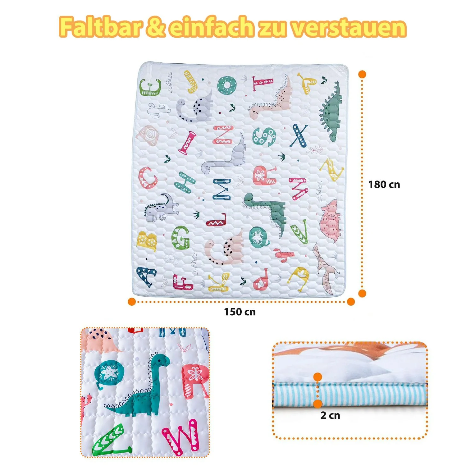 AIMAX Spielmatte Krabbelmatte Baby faltbar Kinder Spieldecke Babymatte