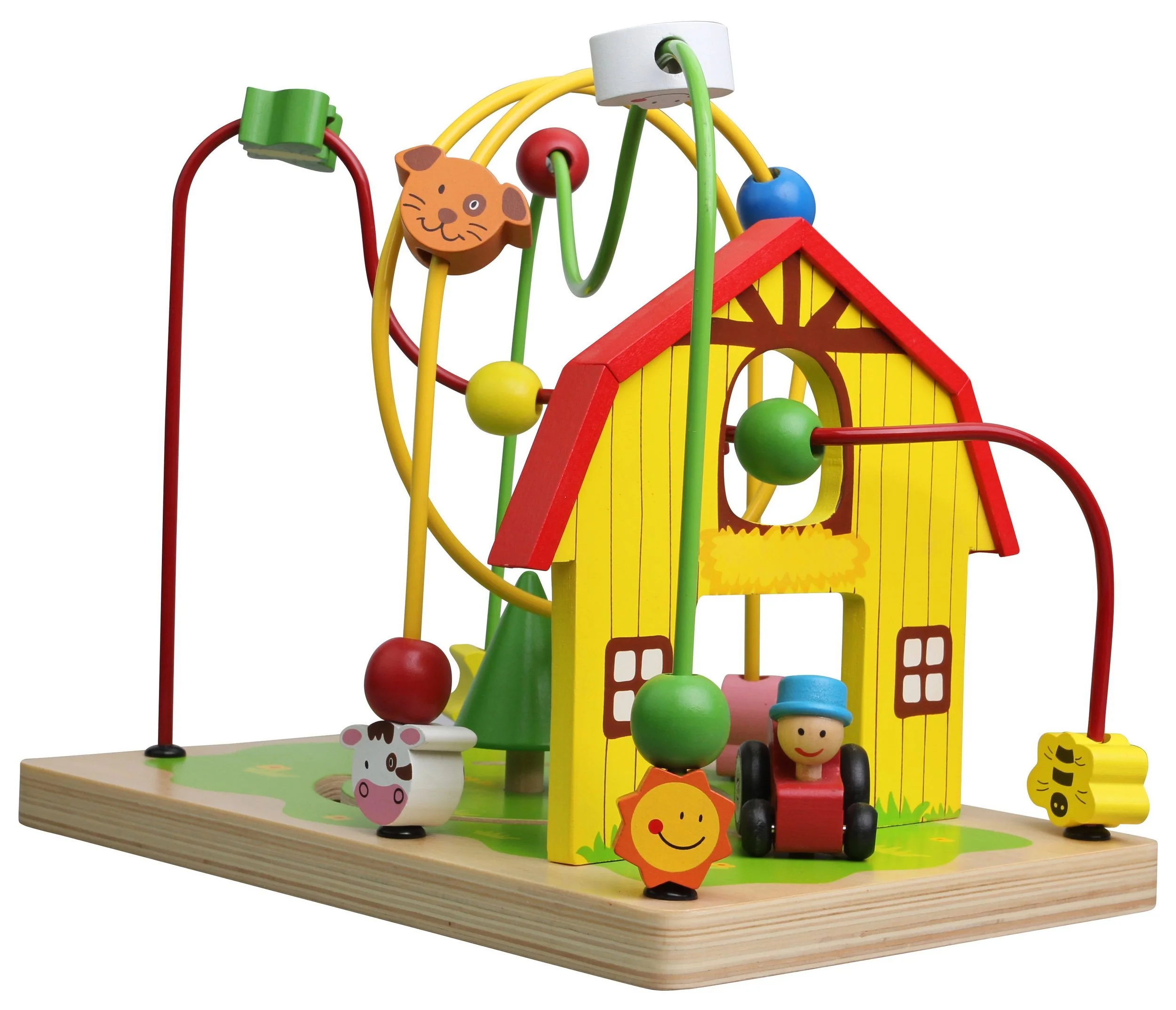 LELIN Motorikschleife 10062 Holzspielzeug bunt im Farmdesign