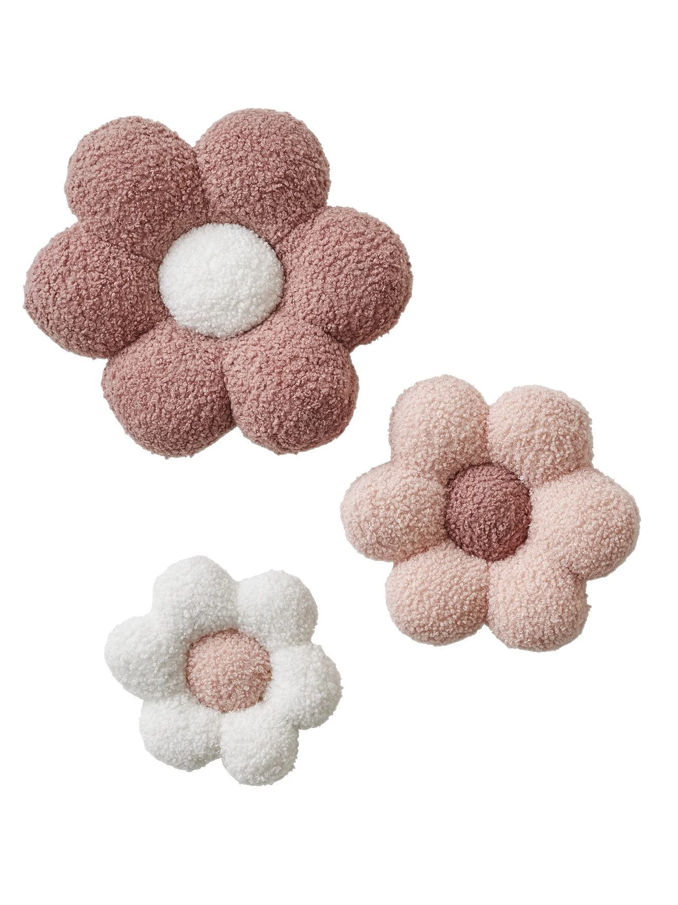 VERTBAUDET Wanddekoobjekt 3er-Set Stoffblumen Kinderzimmer