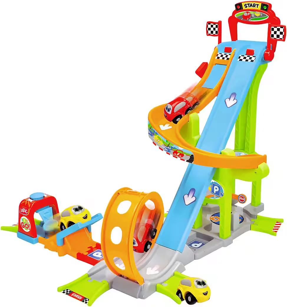 ABC Autorennbahn Jays Jump N Fun Tower Rennbahn Spielset für Kinder