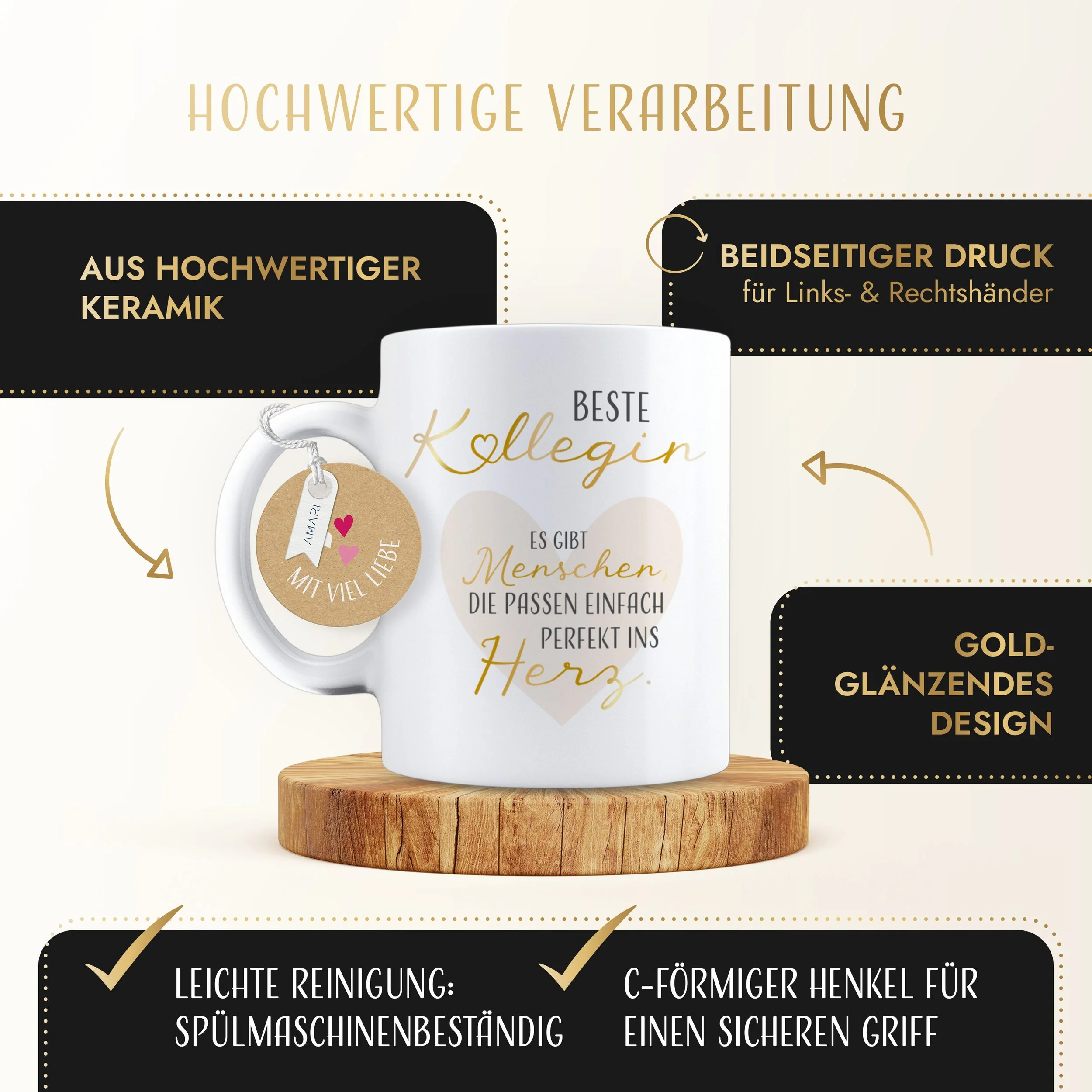 AMARI Tasse Kollegin Geschenk für Arbeitskollegin Kaffeetasse Büro