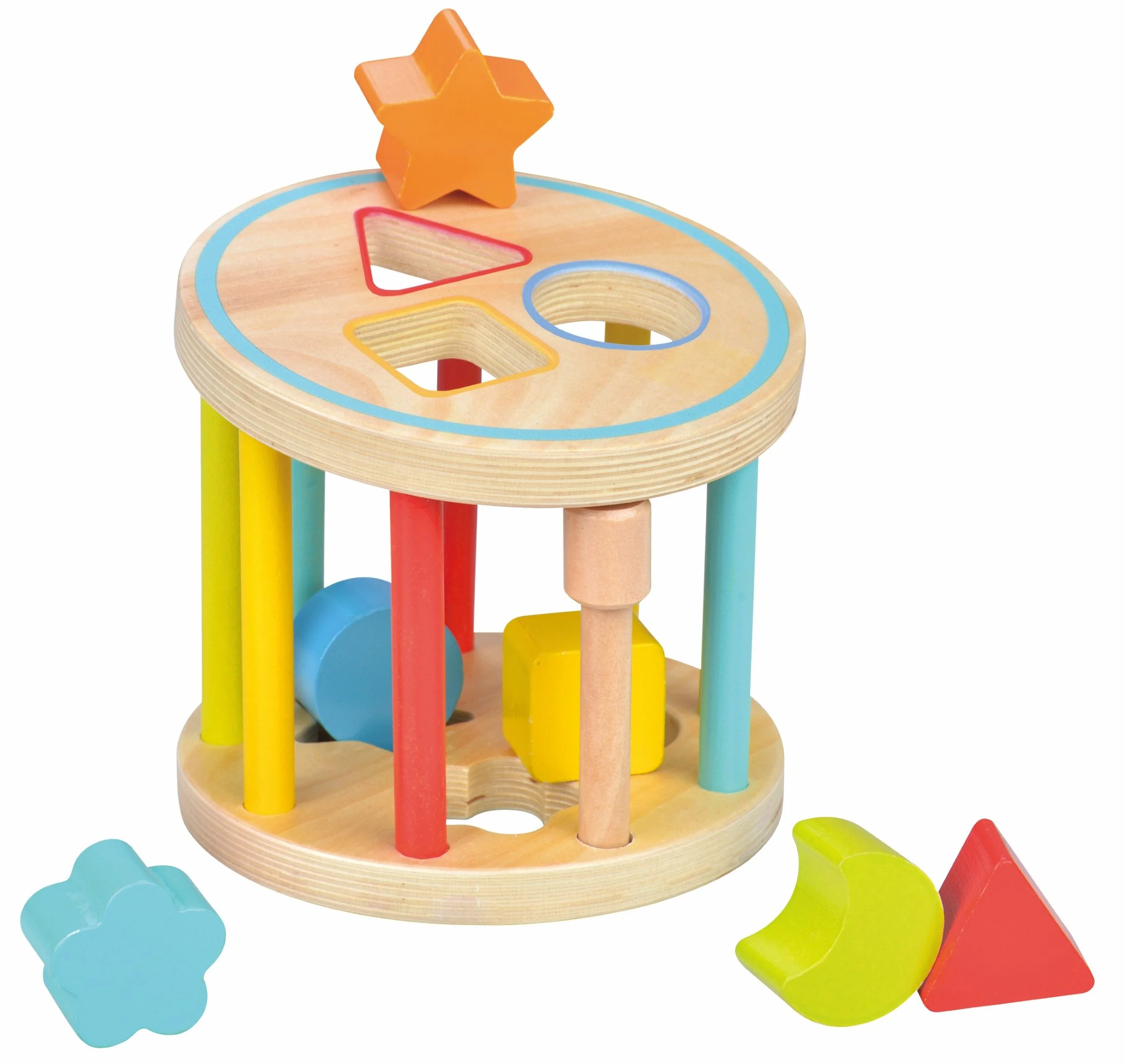 LELIN Steckspielzeug L10261 Holz Sortierspiel mit bunten Bausteinen