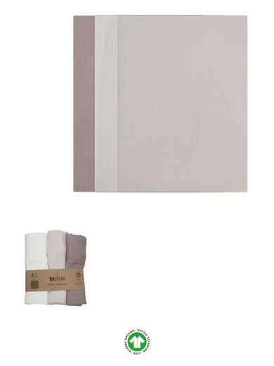 BISTYLE Baby Musselin Tücher 3er Set 4 lagig 60x60 GOTS Bio Baumwolle