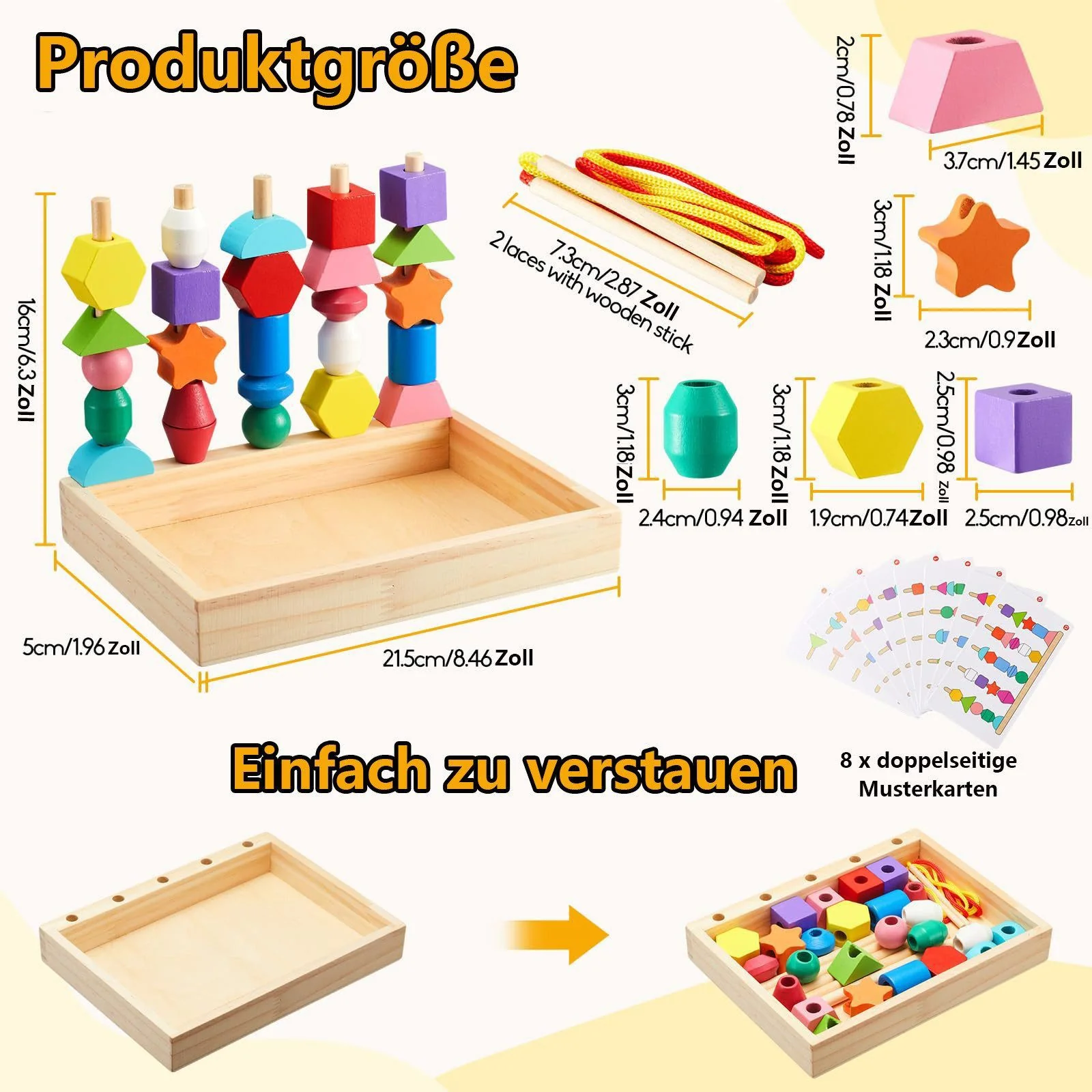 CLTYQ Montessori Lernspielzeug Fädelspiel Bausteine Sortierspiel