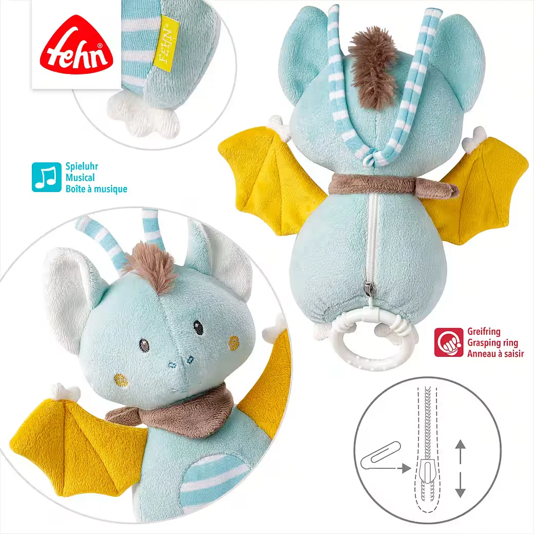 FEHN Spieluhr Little Castle Fledermaus Baby Einschlafhilfe Plüsch