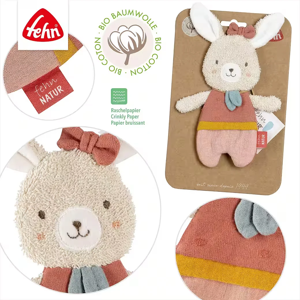 FEHN fehnNATUR Knister Hase Kuscheltier für Babys