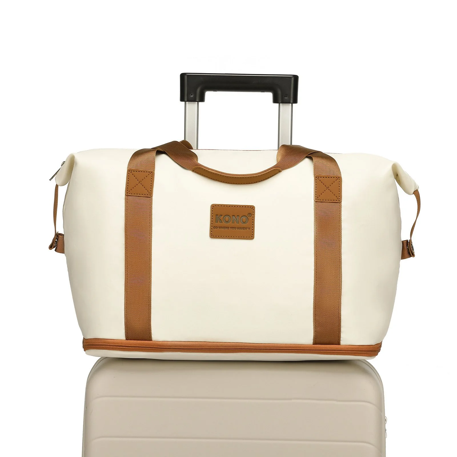 KONO 2-in-1 Reisetasche Handgepäck erweiterbar mit Kosmetiktasche