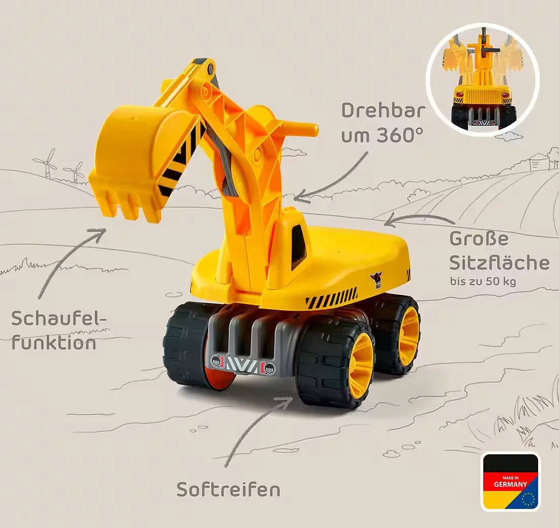 BIG Power Worker Maxi Digger Aufsitzbagger für Kinder, Made in Germany
