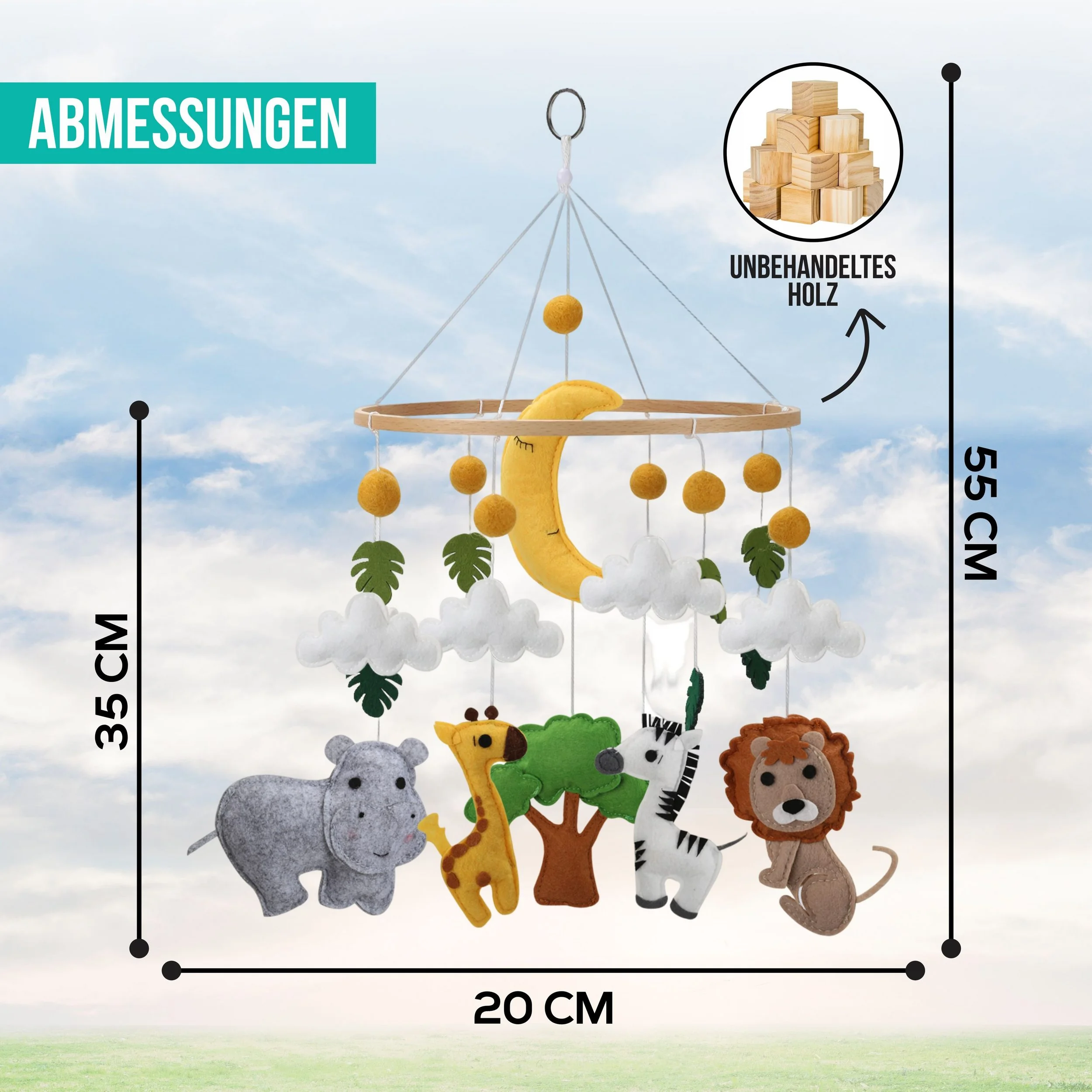 wortek Baby Mobile Windspiel zum Aufhängen Babymöbel-Set