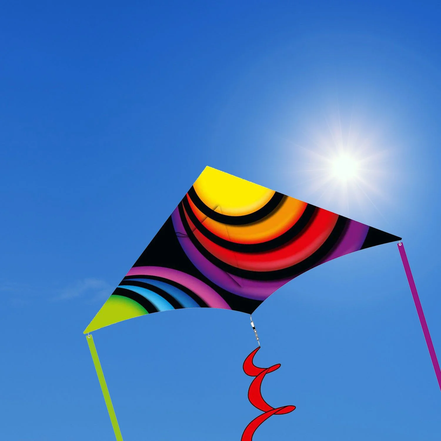 HQ Flugdrachen Kinderdrachen Einleiner Delta XL Circles 210 cm