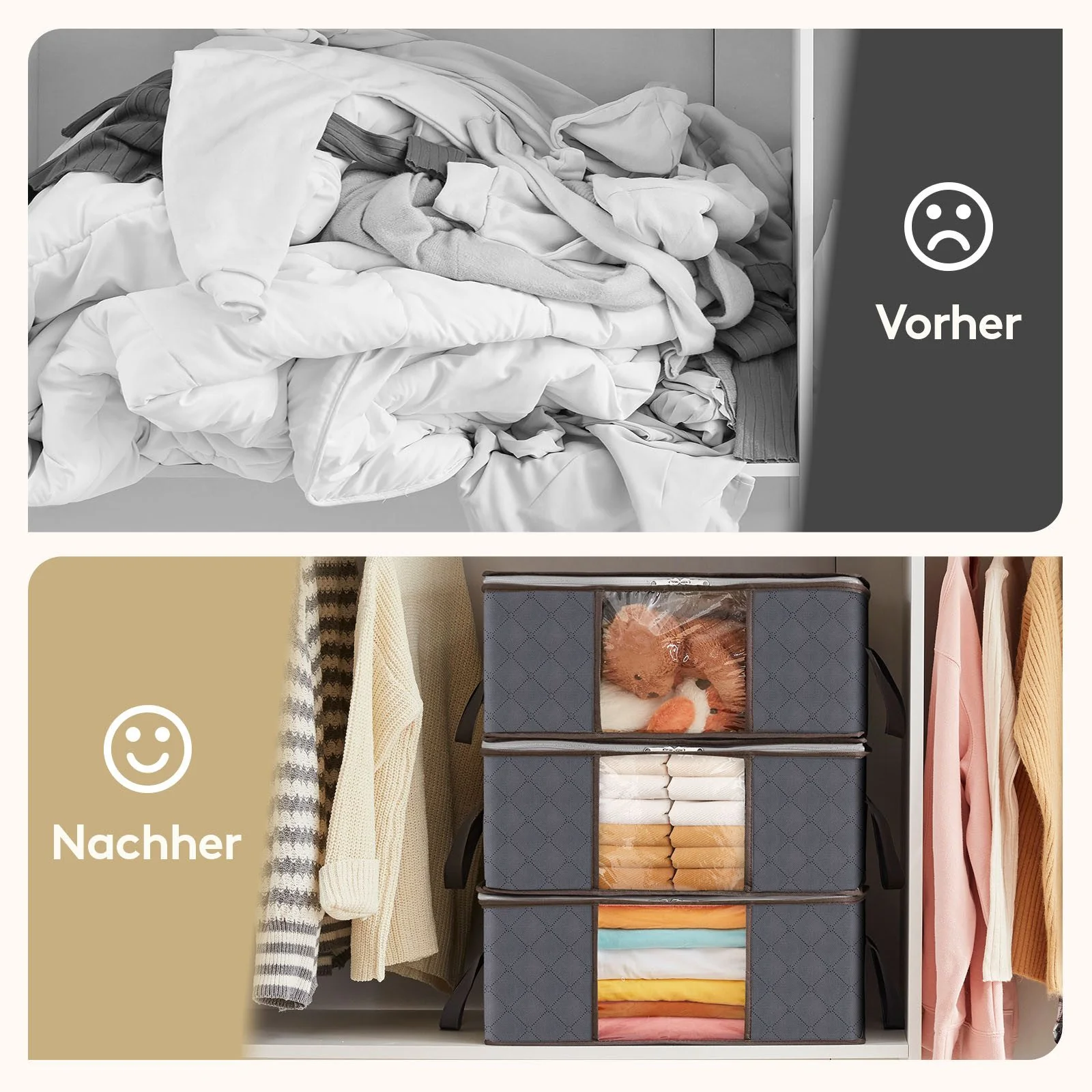 LIFEWIT Aufbewahrungsbox mit Deckel für Kleiderschrank Organizer