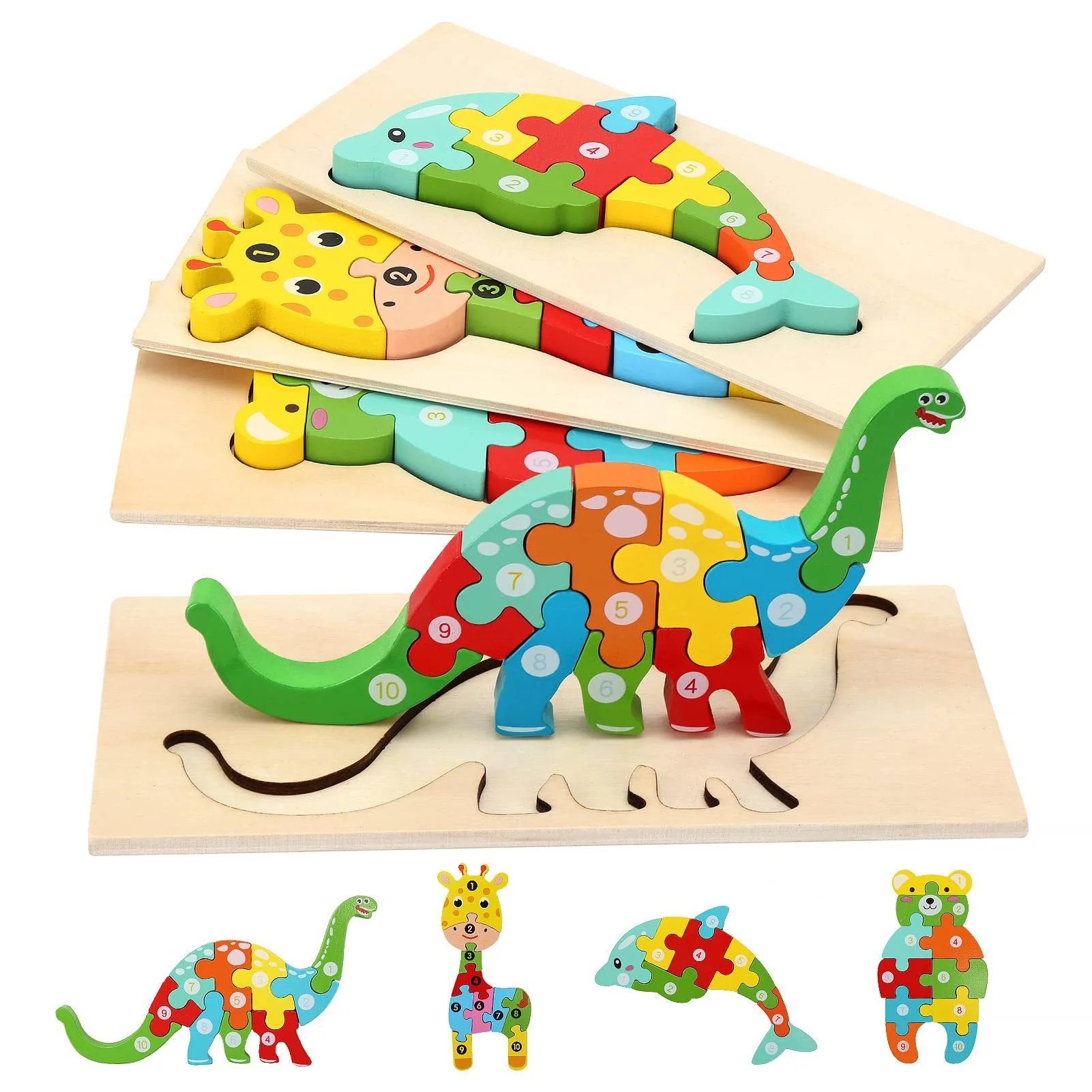 CLTYQ 3D Holzpuzzle Montessori Lernspielzeug für Kinder