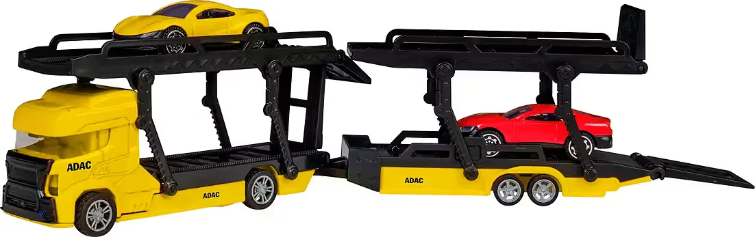 HAPPY PEOPLE ADAC Die Cast Spielzeugtransporter mit 2 Fahrzeugen