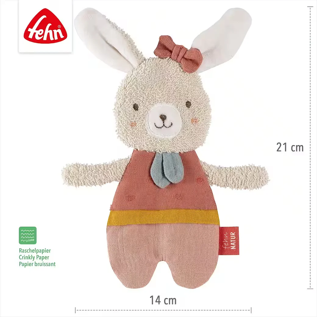 FEHN fehnNATUR Knister Hase Kuscheltier für Babys