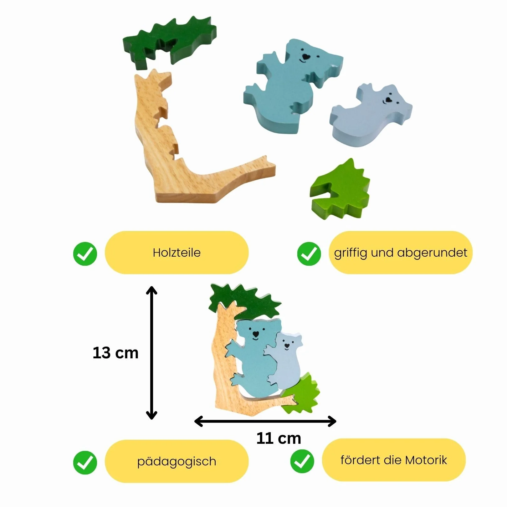 GICO Steckpuzzle Koala Tierpuzzle aus Holz für Kinder 3938