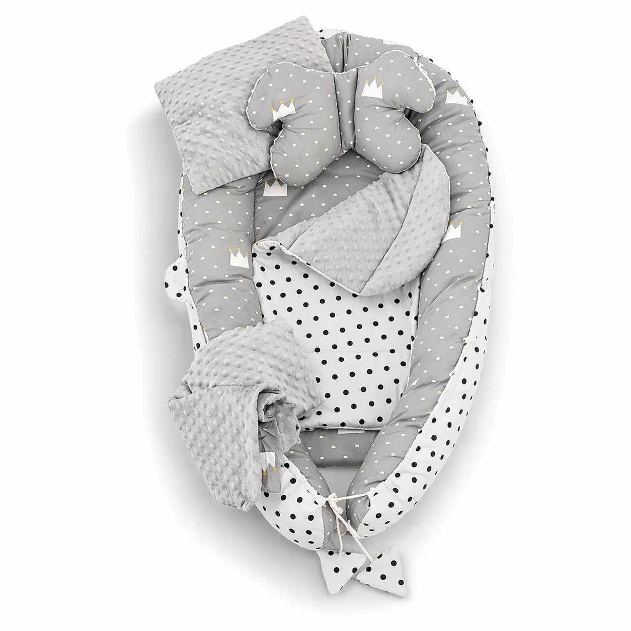 SKY & ZEN Babynest Set Kuschelnest für Neugeborene mit Tragegriff