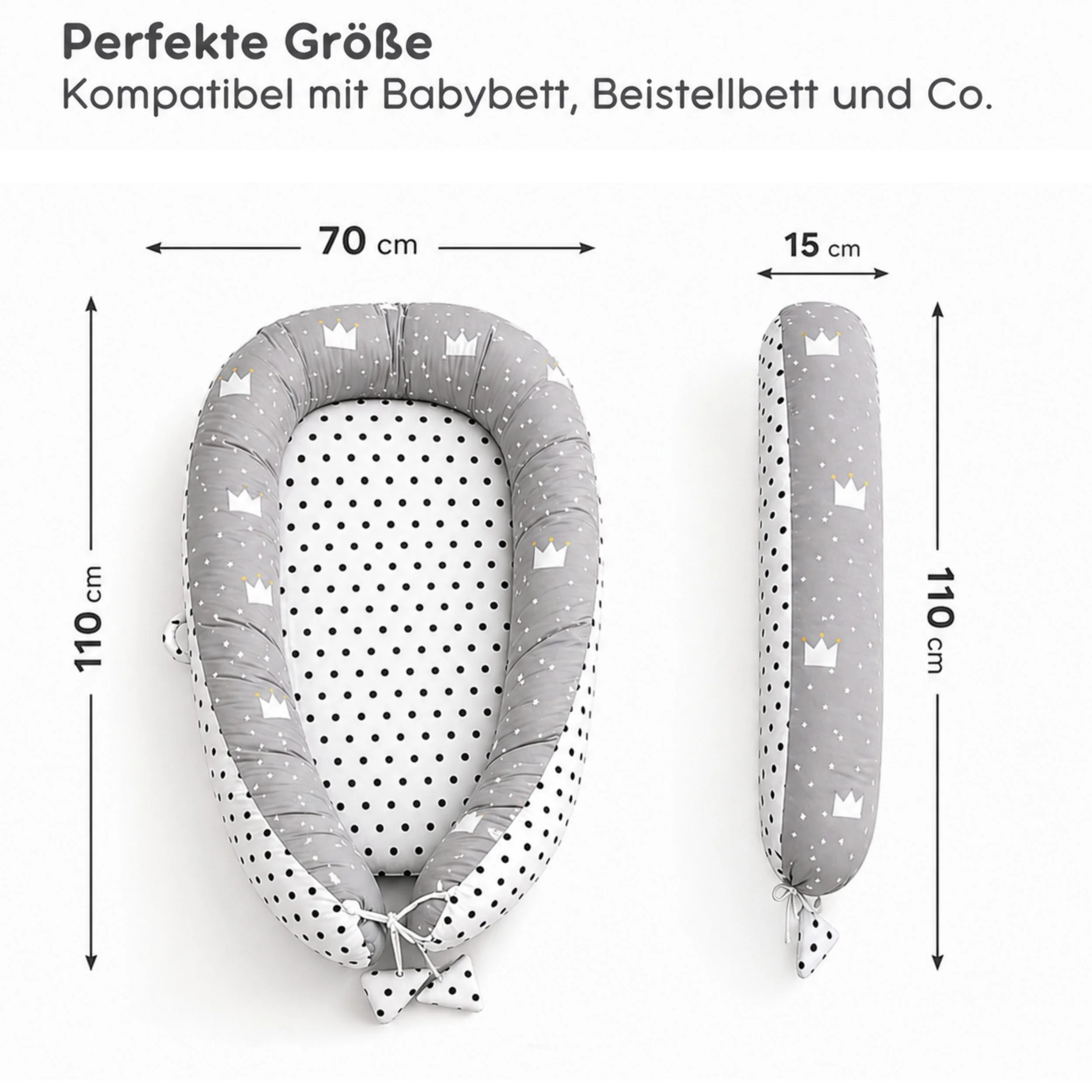 SKY & ZEN Babynest Set Kuschelnest für Neugeborene mit Tragegriff