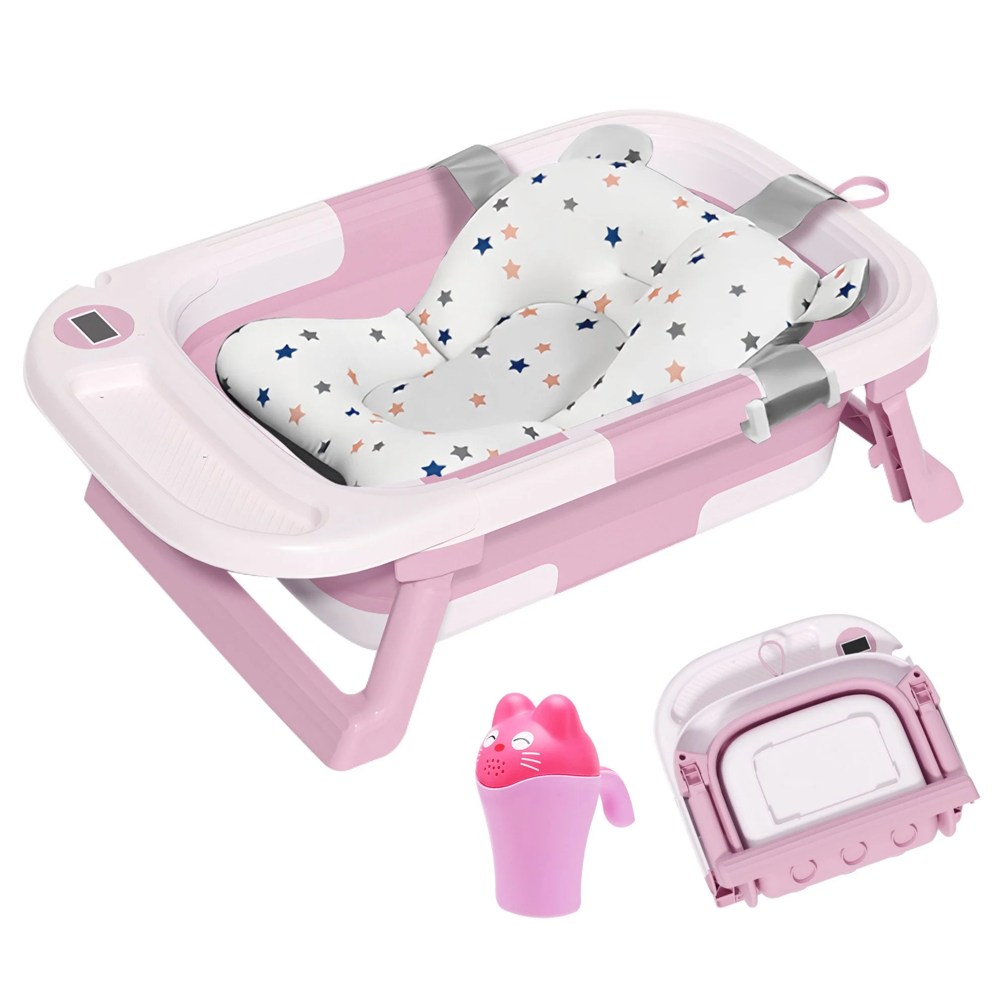 SEHAUSEU Babybadewanne faltbar mit Thermometer und Haarwaschbecher