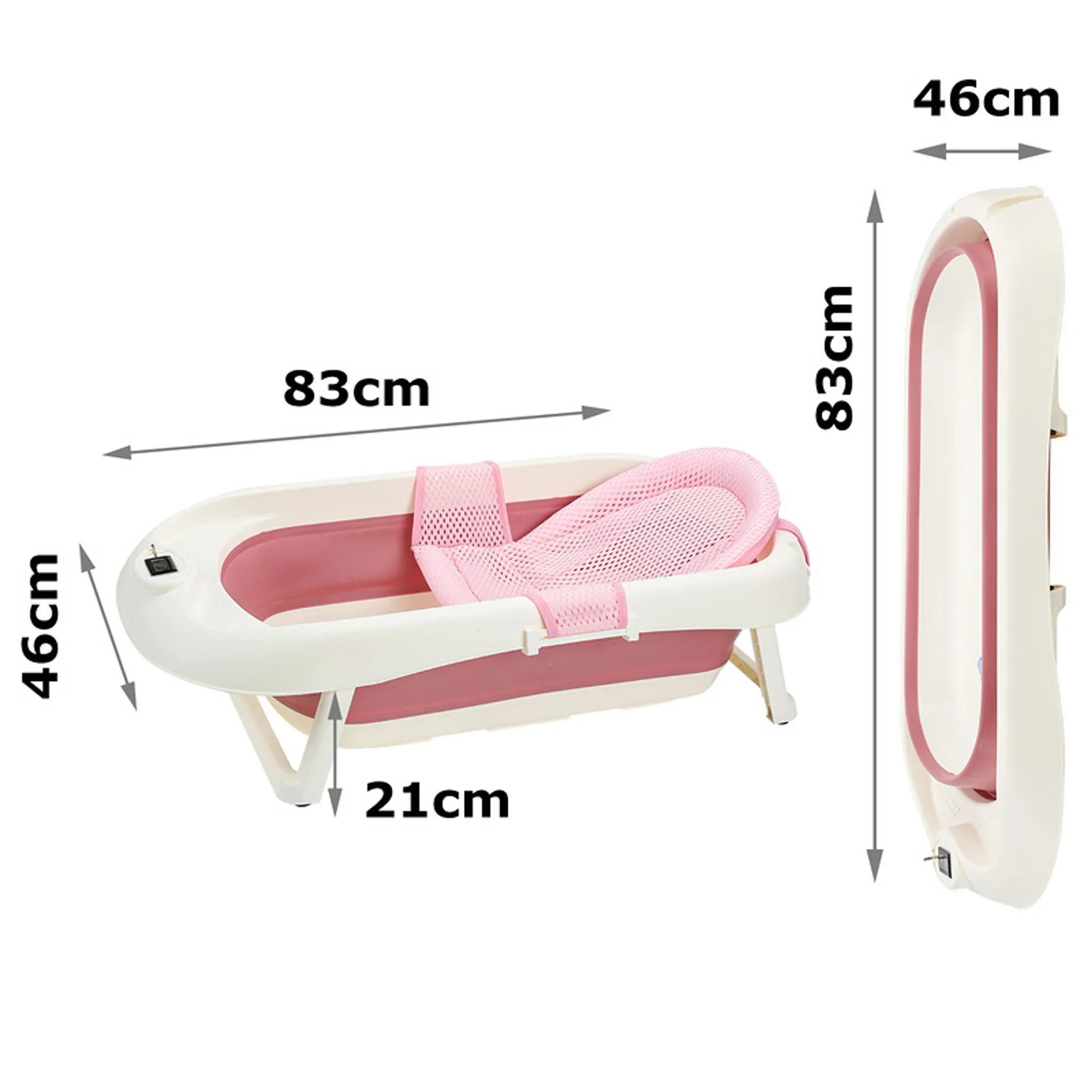 CLANMACY Babywanne 3-in-1 rutschfest mit Sicherheitsnetz und Abfluss
