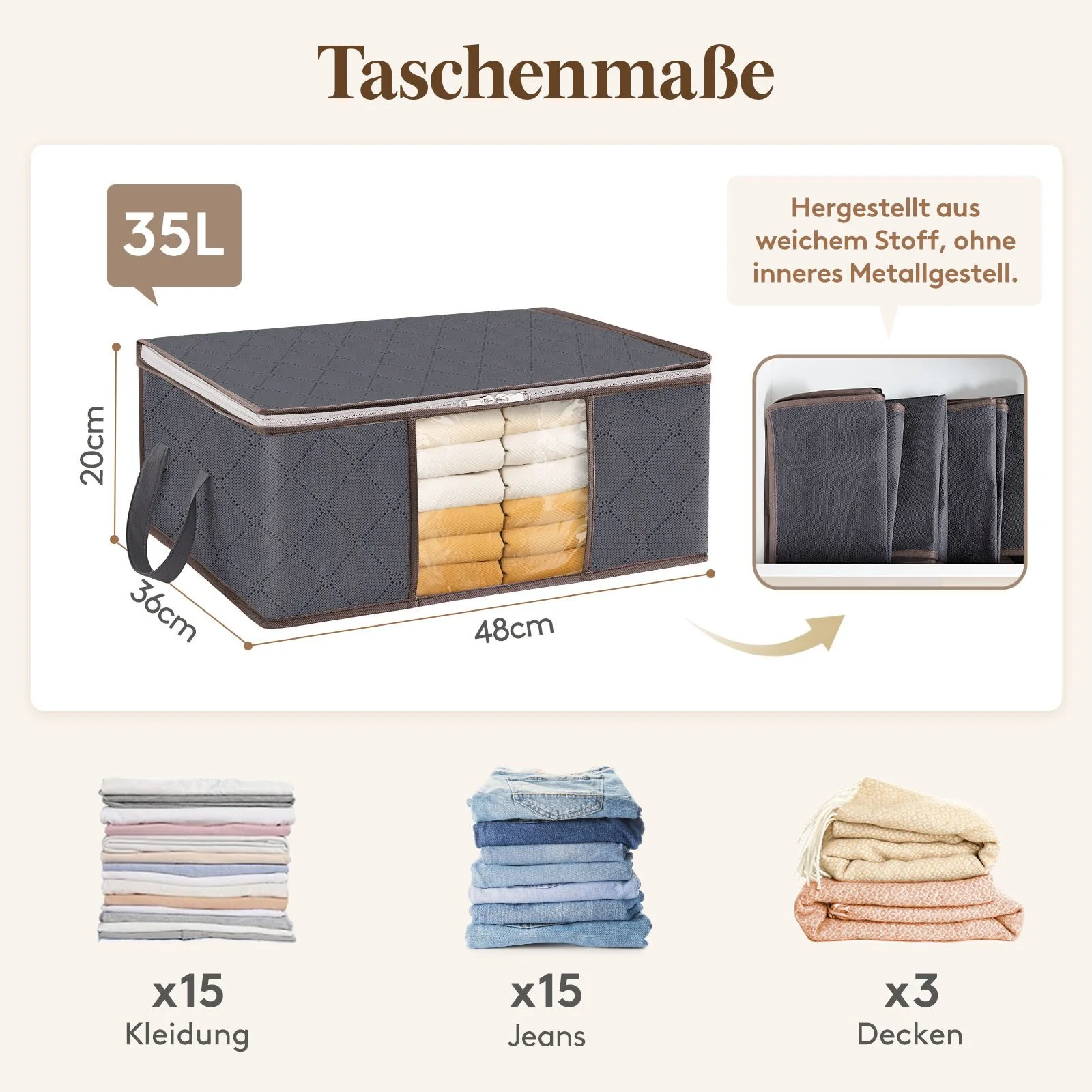 LIFEWIT Aufbewahrungsbox mit Deckel für Kleiderschrank Organizer
