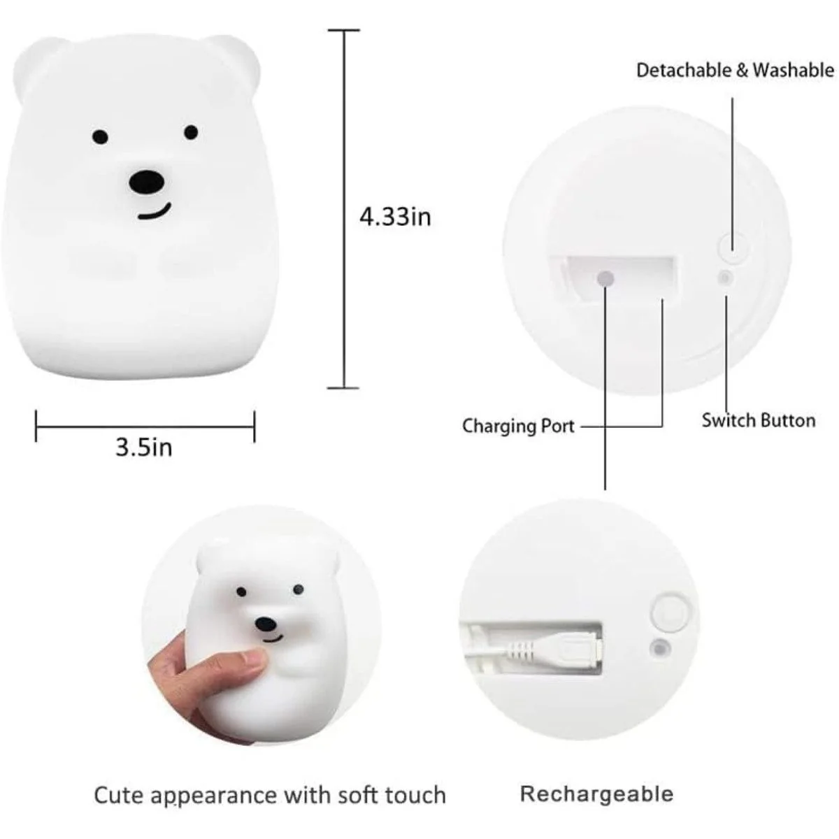 COFI 1453 LED Nachtlicht Kinder Bär mit Fernbedienung