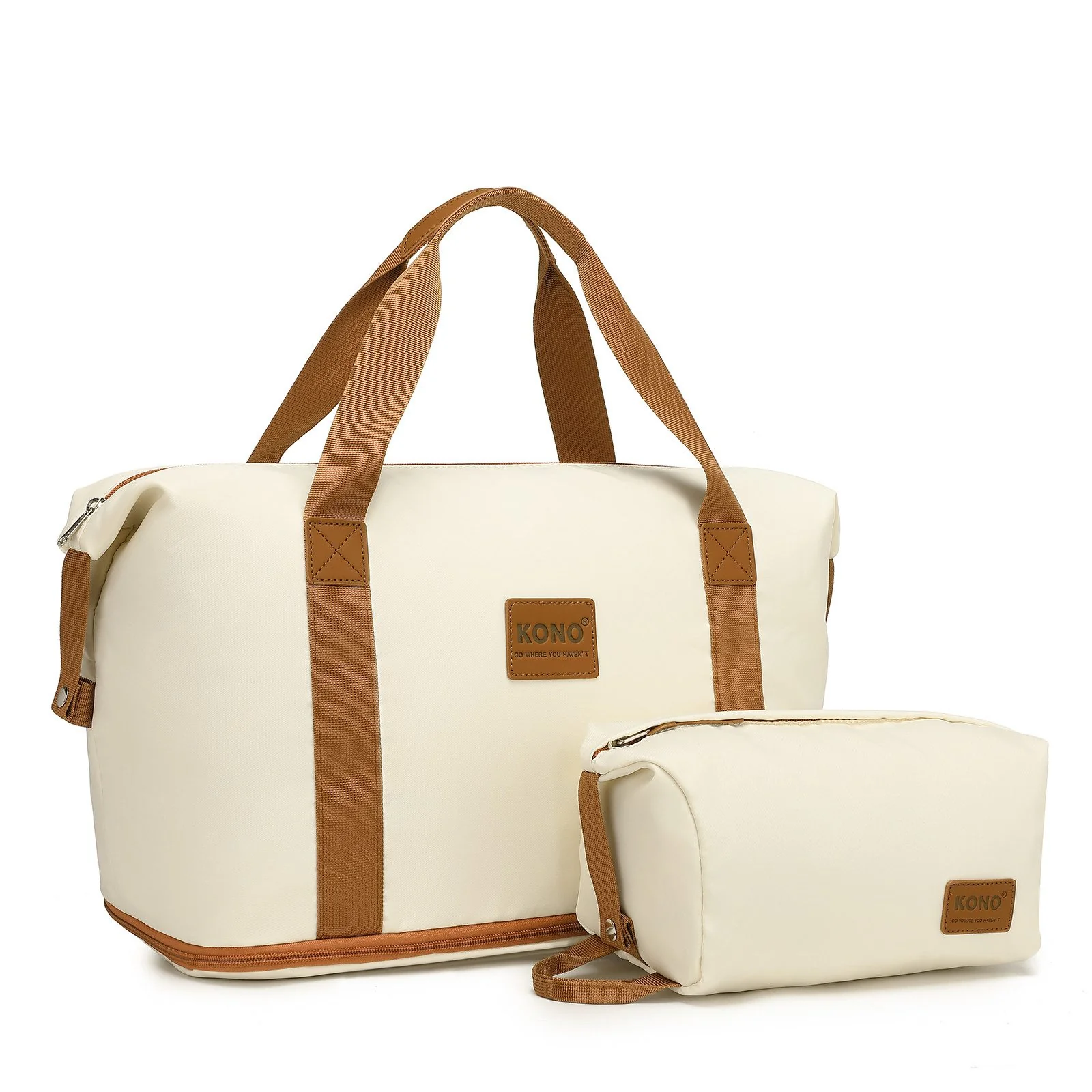 KONO 2-in-1 Reisetasche Handgepäck erweiterbar mit Kosmetiktasche