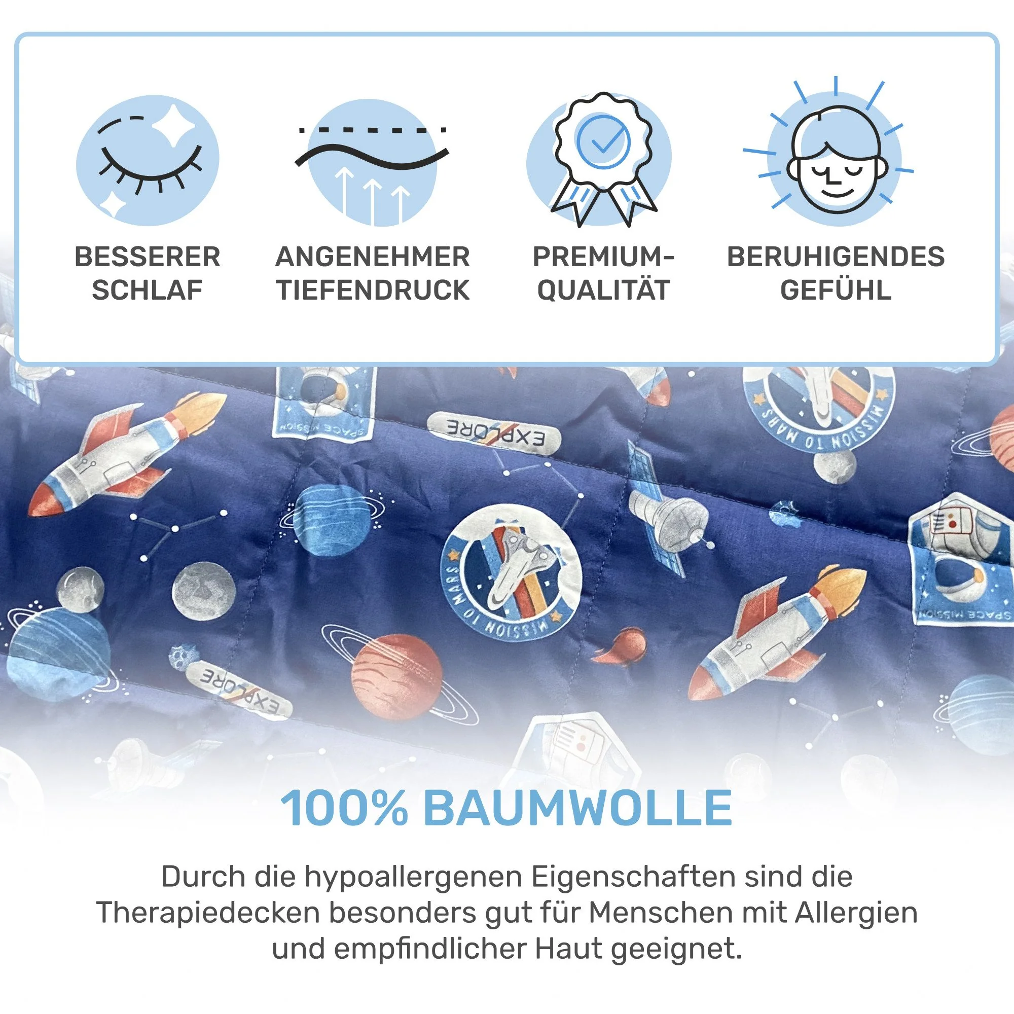 DAILYDREAM Gewichtsdecke Kinder Therapie-Bettdecke Baumwolle Fleece