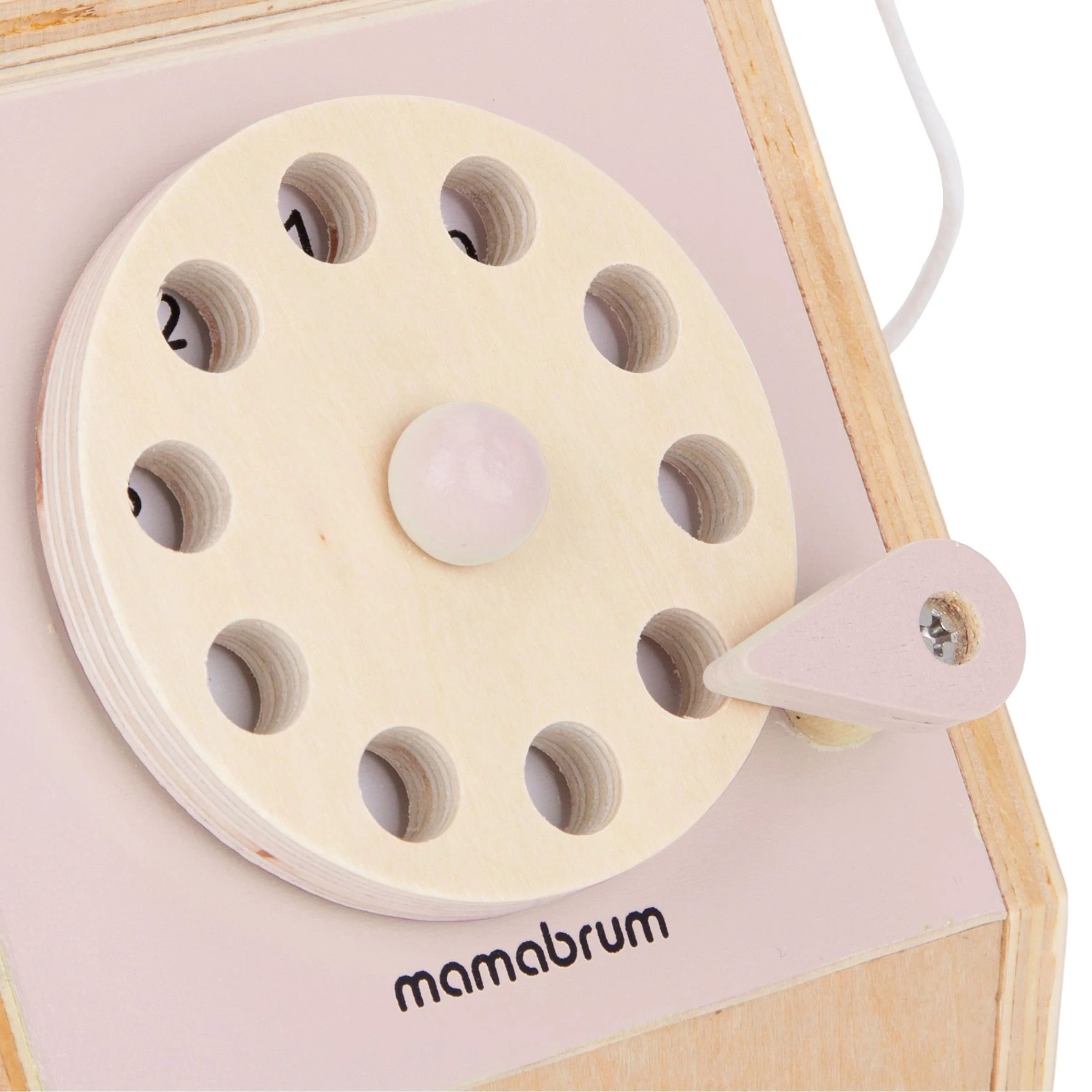 MAMABRUM Retro Holztelefon für Kinder mit Wählscheibe pastellrosa