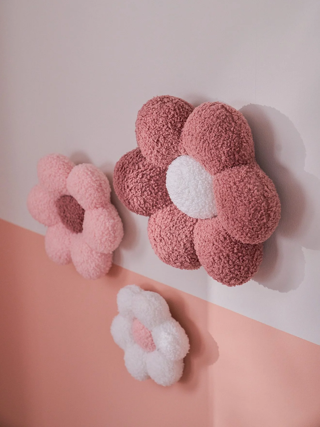 VERTBAUDET Wanddekoobjekt 3er-Set Stoffblumen Kinderzimmer
